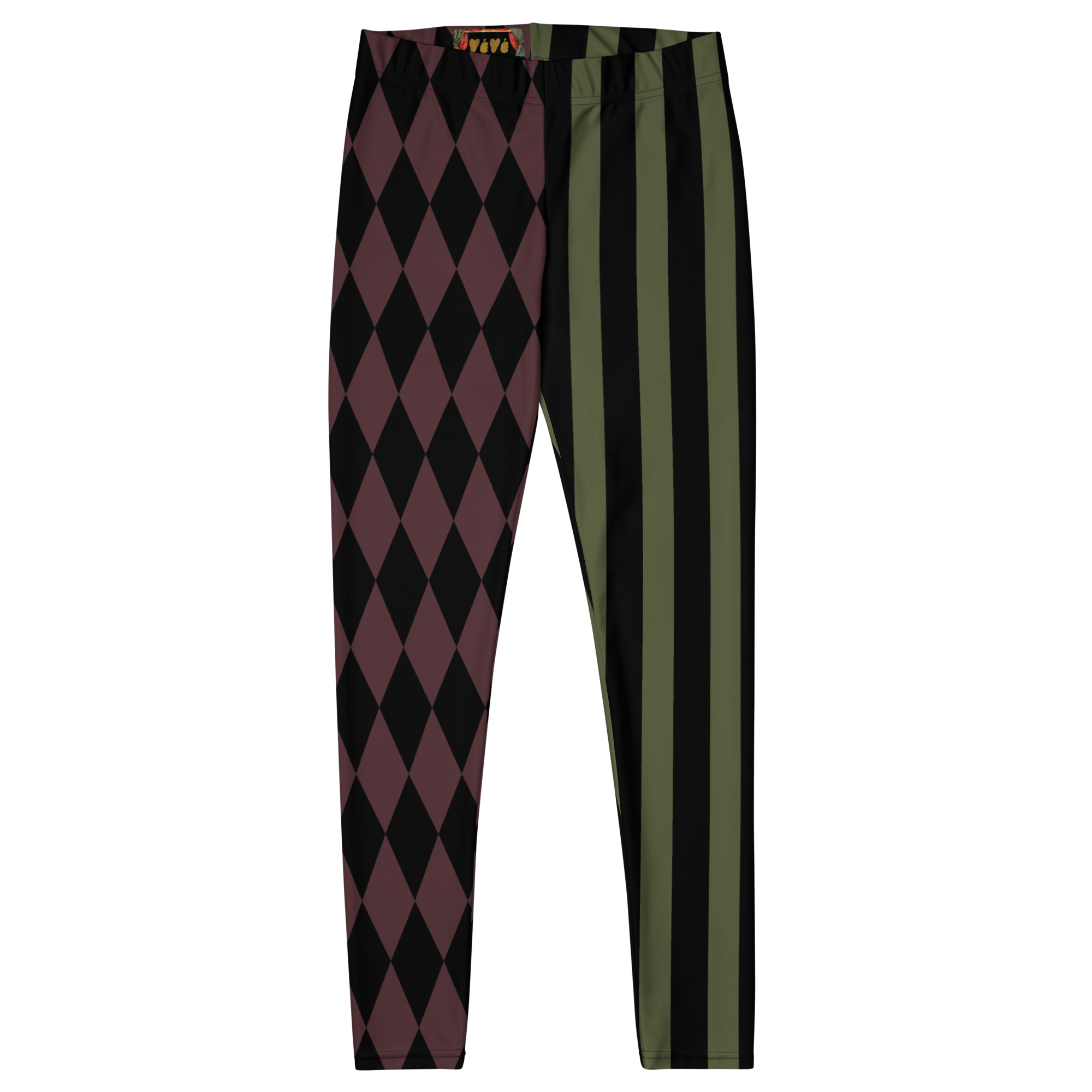 HARLEQUIN JESTER Leggings - OLIVE + OXBLOOD