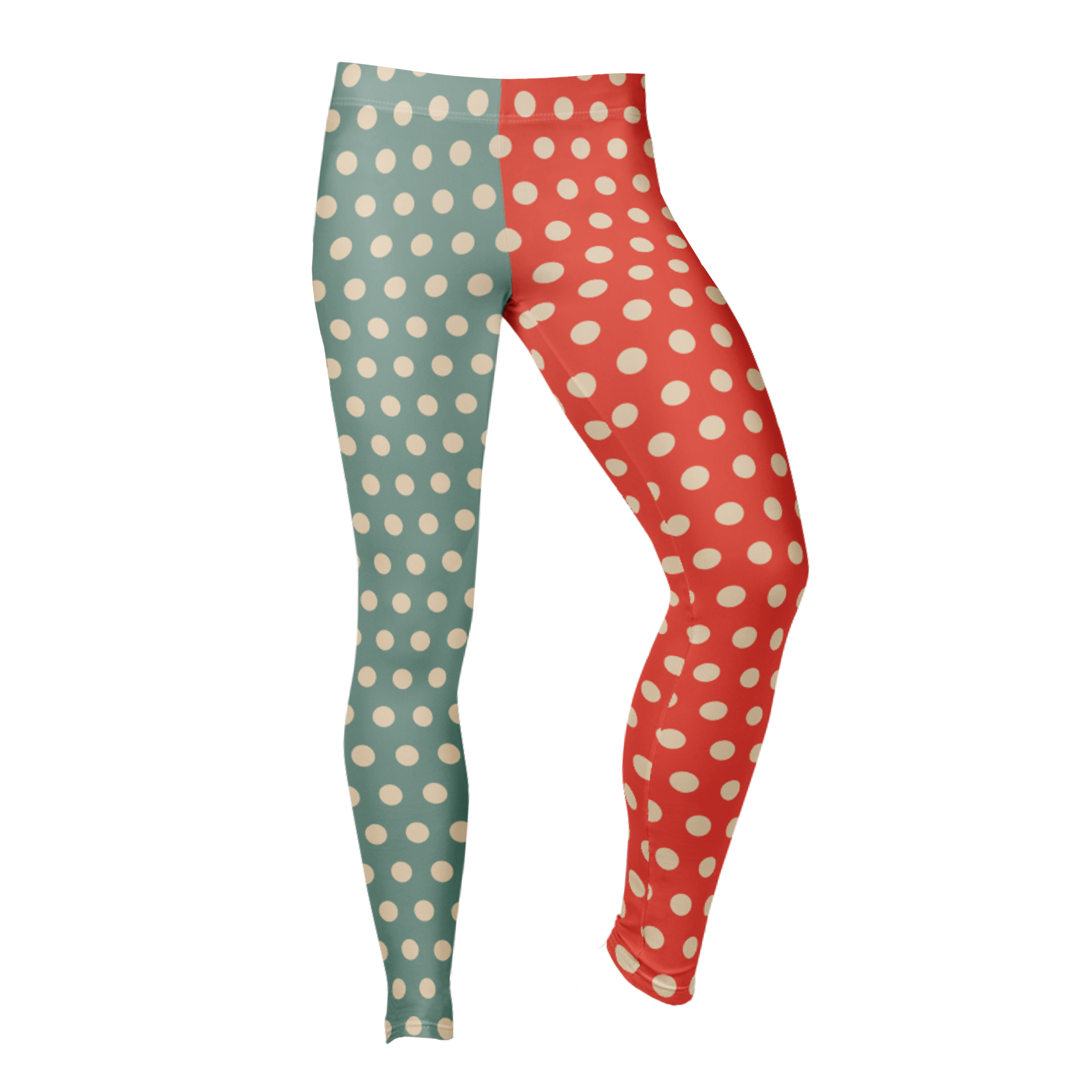 VINTAGE TOY CLOWN Polka Dot Leggings - VINTAGE ORANGE + PALE BLUE