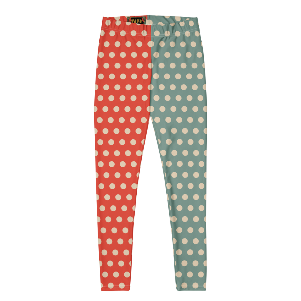 VINTAGE TOY CLOWN Polka Dot Leggings - VINTAGE ORANGE + PALE BLUE
