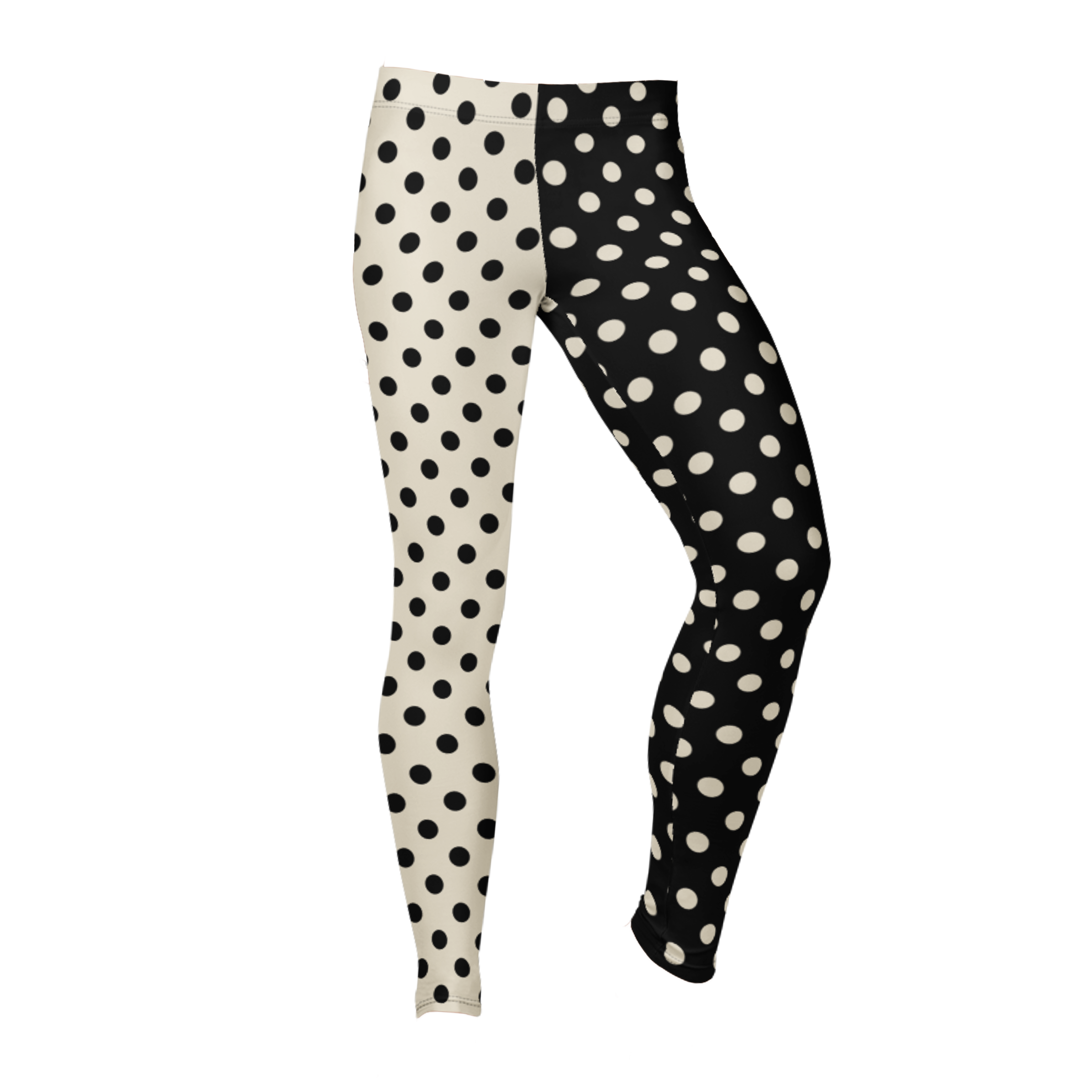 CLOWN POLKA DOT Leggings - BLACK AND VINTAGE WHITE