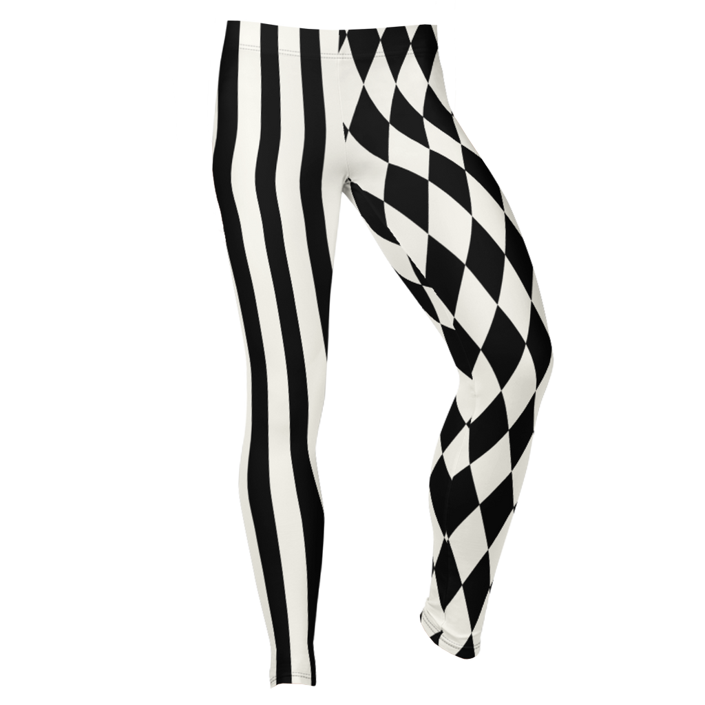 HARLEQUIN JESTER Leggings - BLACK AND WHITE