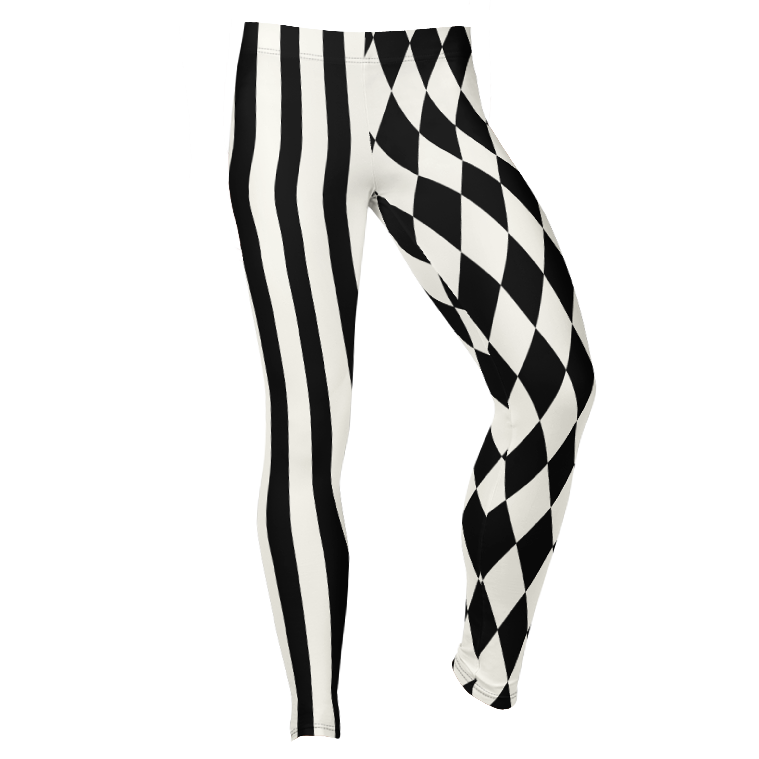HARLEQUIN JESTER Leggings - BLACK AND WHITE