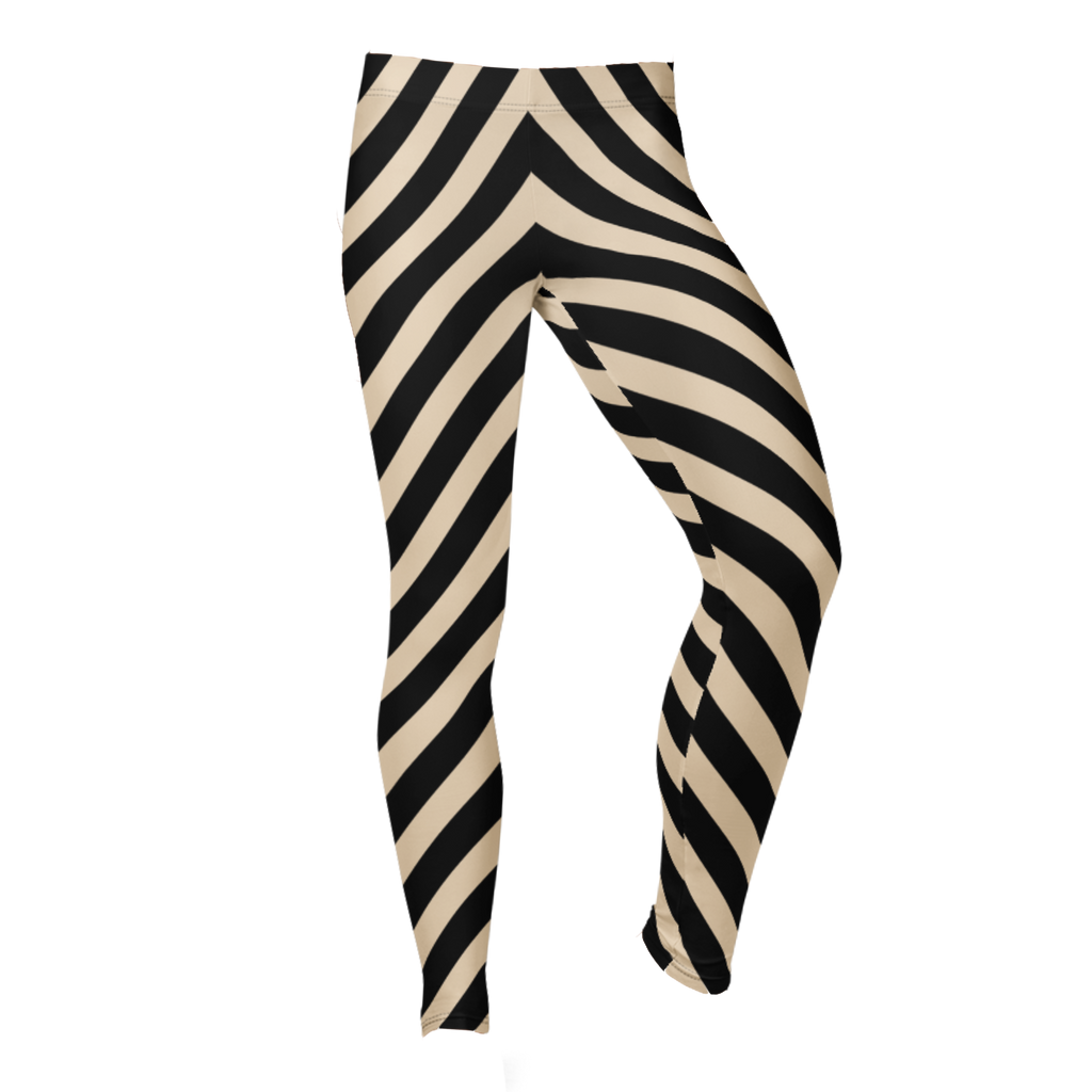 POST PUNK STRIPE Leggings - BEIGE X BLACK