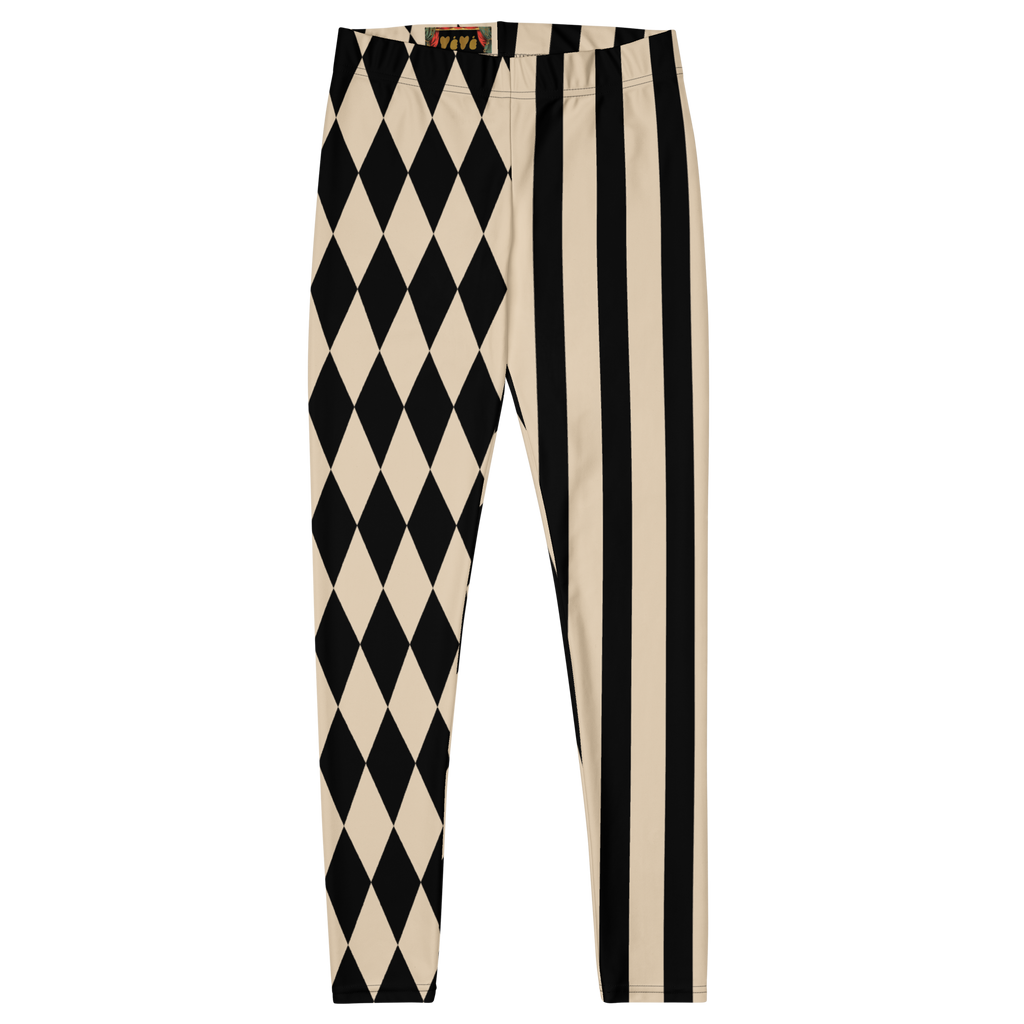 HARLEQUIN JESTER Leggings - WHITE + BLACK / BEIGE + BLACK