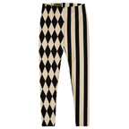 HARLEQUIN JESTER Leggings - WHITE + BLACK / BEIGE + BLACK
