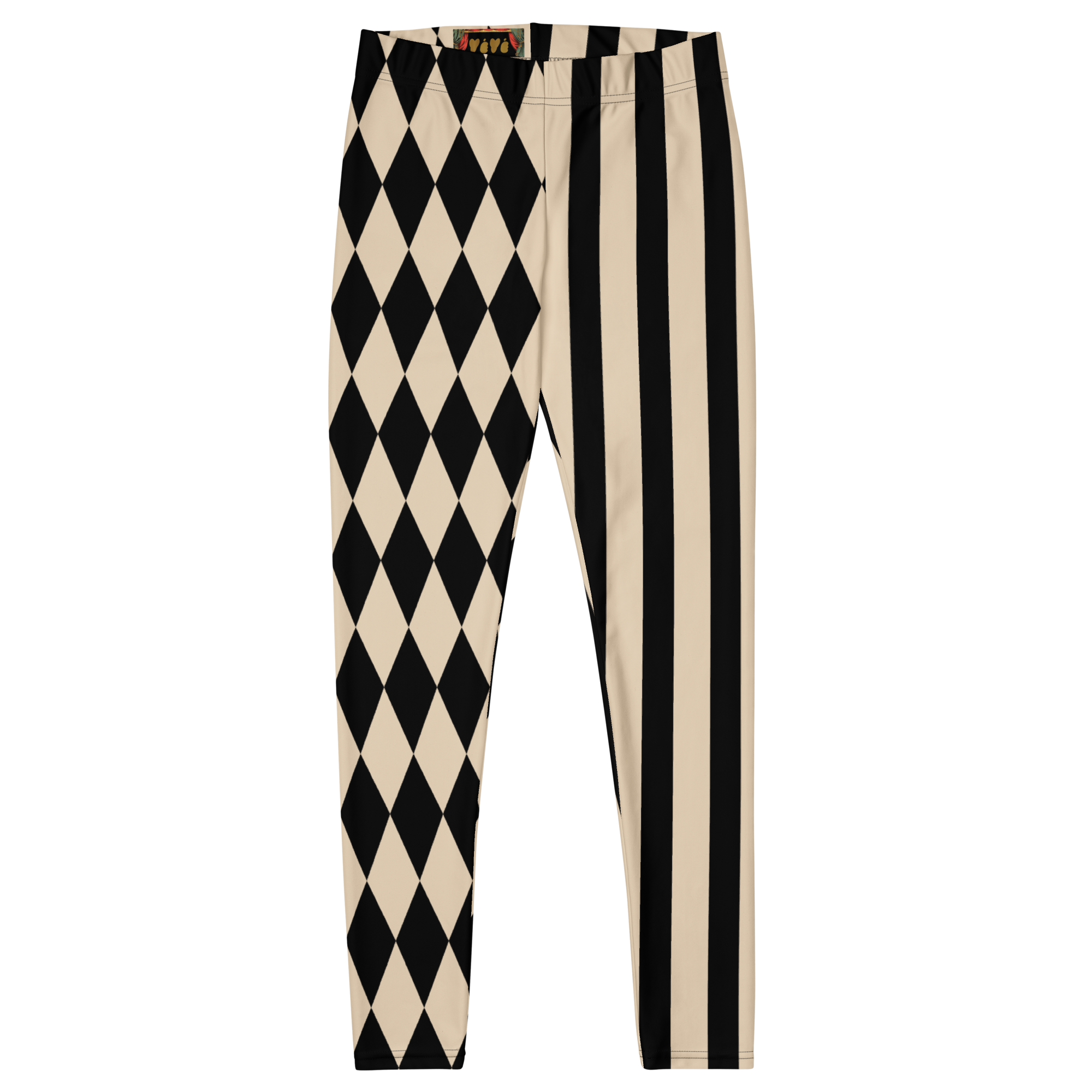 HARLEQUIN JESTER Leggings - WHITE + BLACK / BEIGE + BLACK