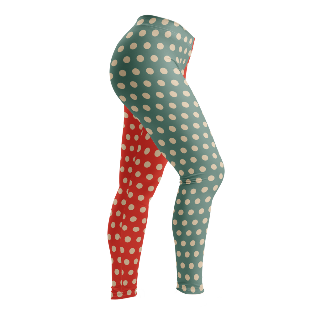 VINTAGE TOY CLOWN Polka Dot Leggings - VINTAGE ORANGE + PALE BLUE