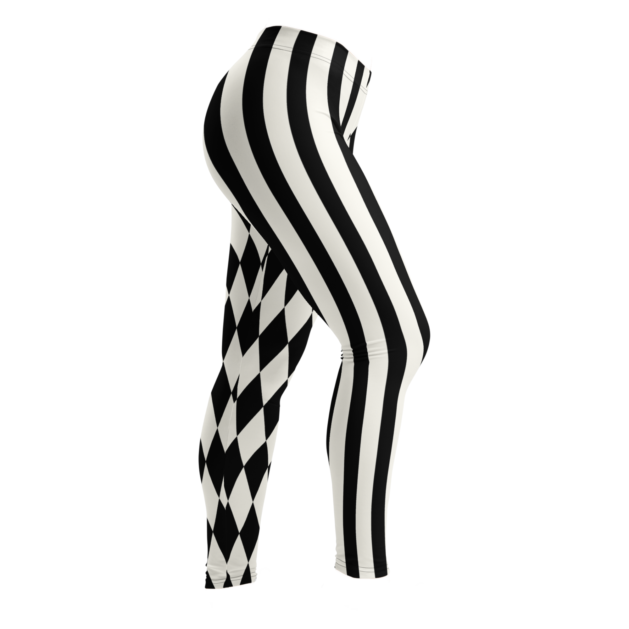 HARLEQUIN JESTER Leggings - BLACK AND WHITE