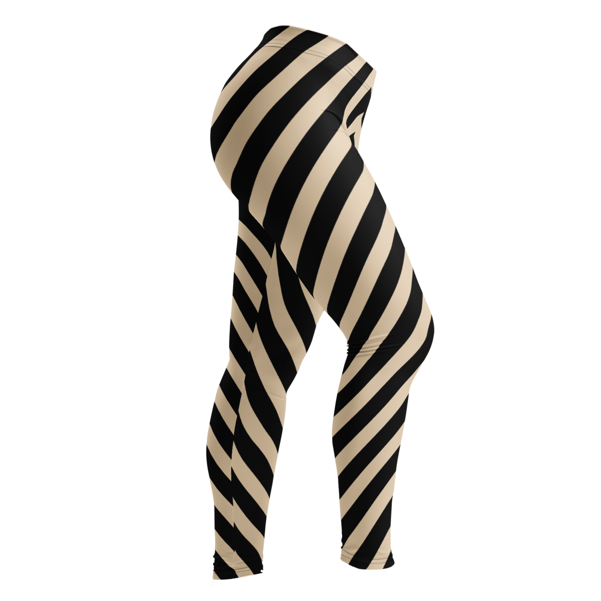 POST PUNK STRIPE Leggings - BEIGE X BLACK