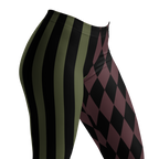 HARLEQUIN JESTER Leggings - OLIVE + OXBLOOD