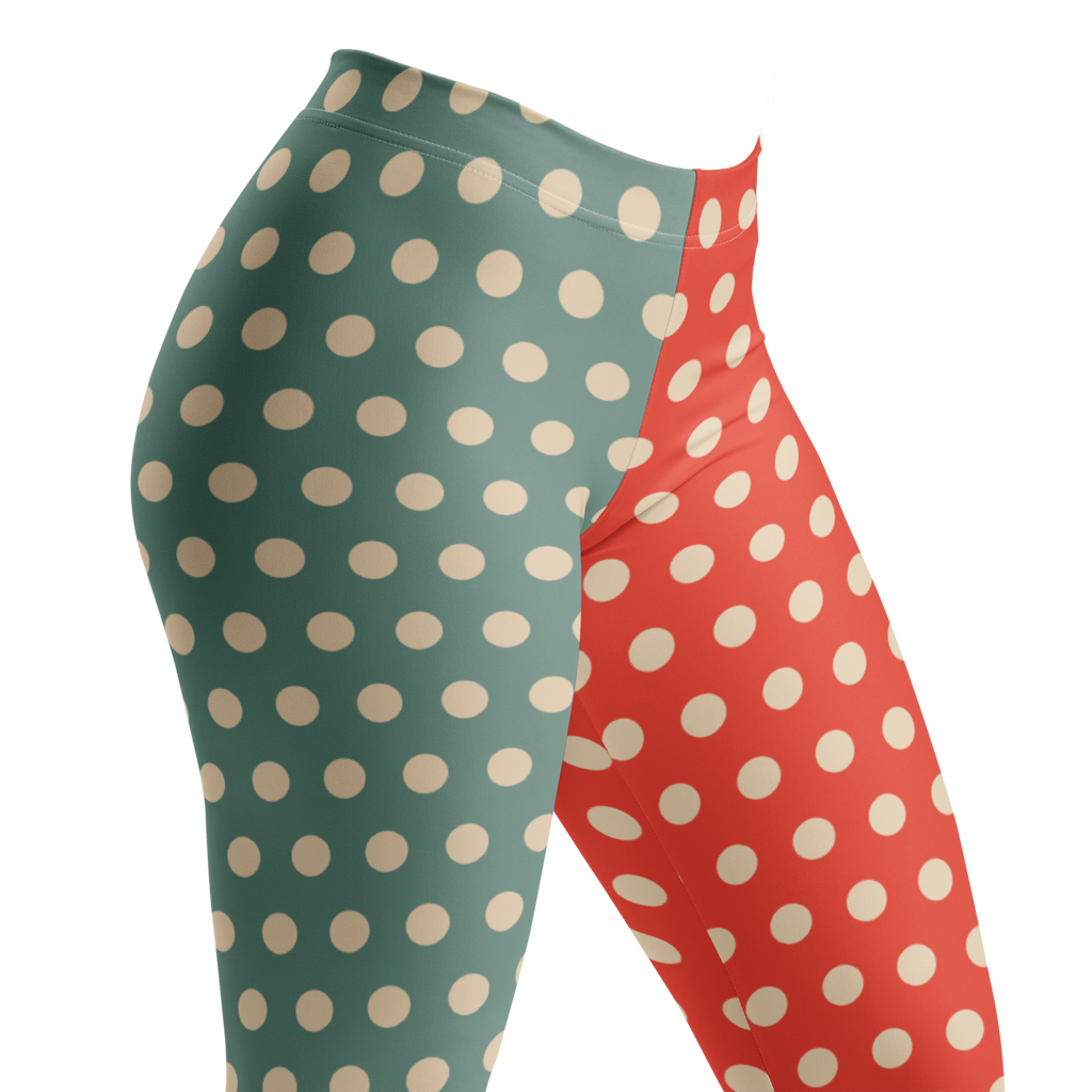 VINTAGE TOY CLOWN Polka Dot Leggings - VINTAGE ORANGE + PALE BLUE
