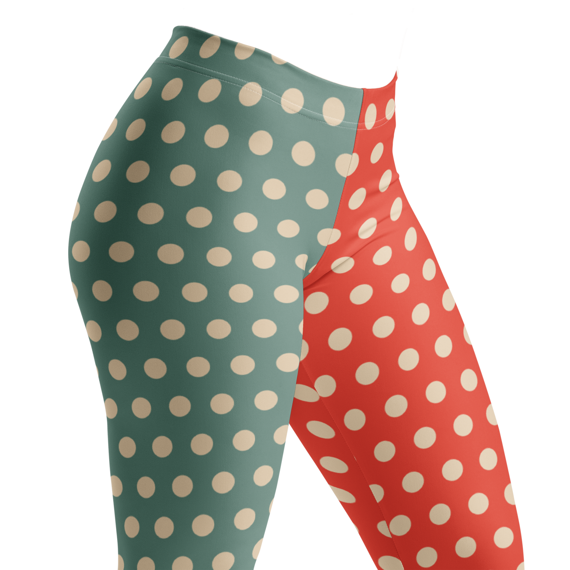 VINTAGE TOY CLOWN Polka Dot Leggings - VINTAGE ORANGE + PALE BLUE