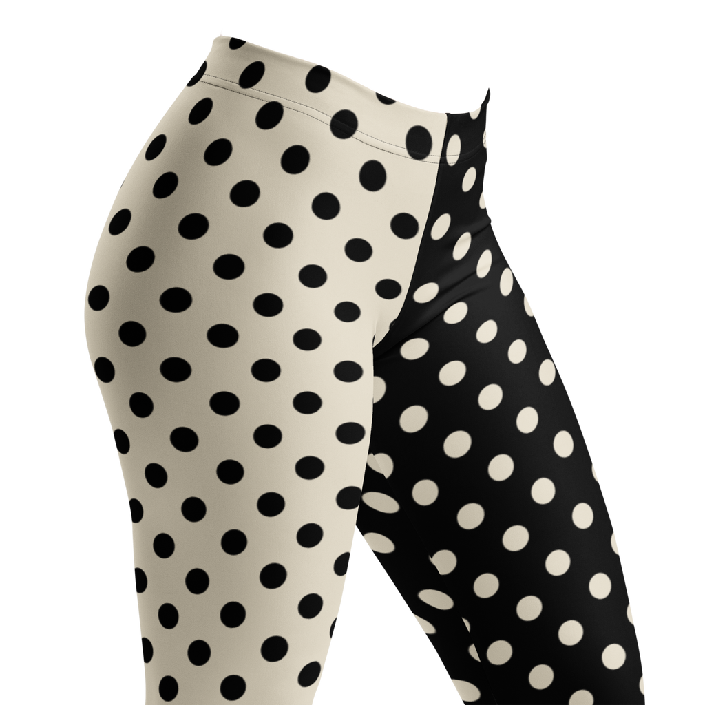 CLOWN POLKA DOT Leggings - BLACK AND VINTAGE WHITE
