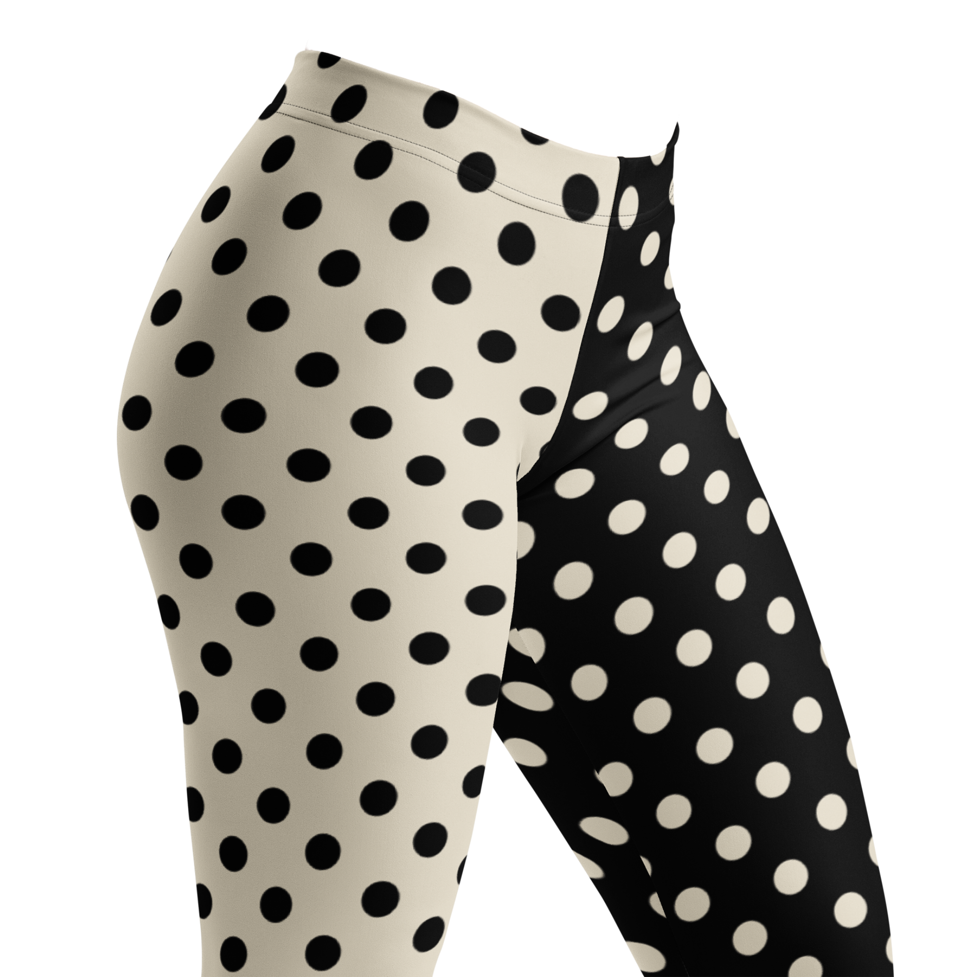 CLOWN POLKA DOT Leggings - BLACK AND VINTAGE WHITE