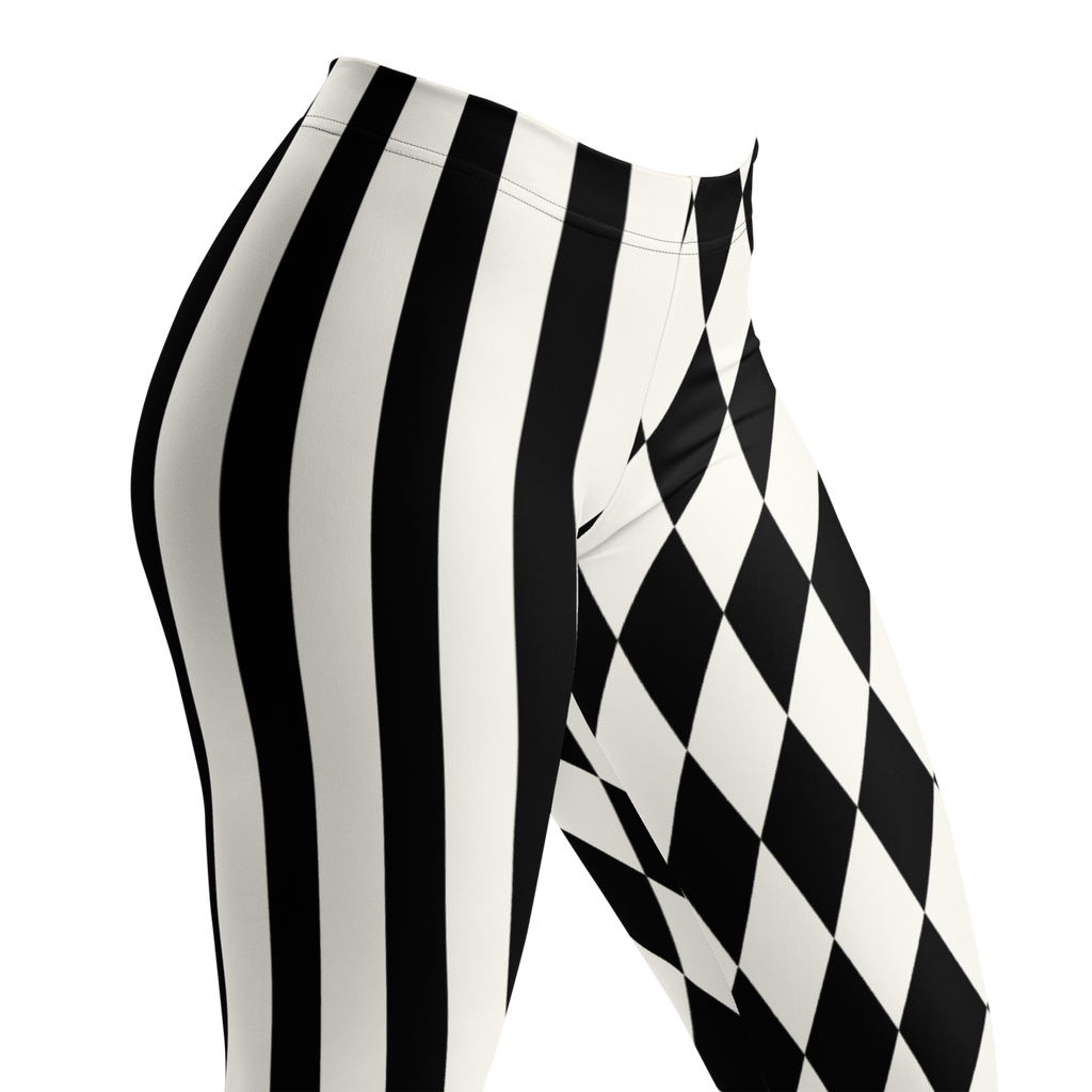 HARLEQUIN JESTER Leggings - BLACK AND WHITE