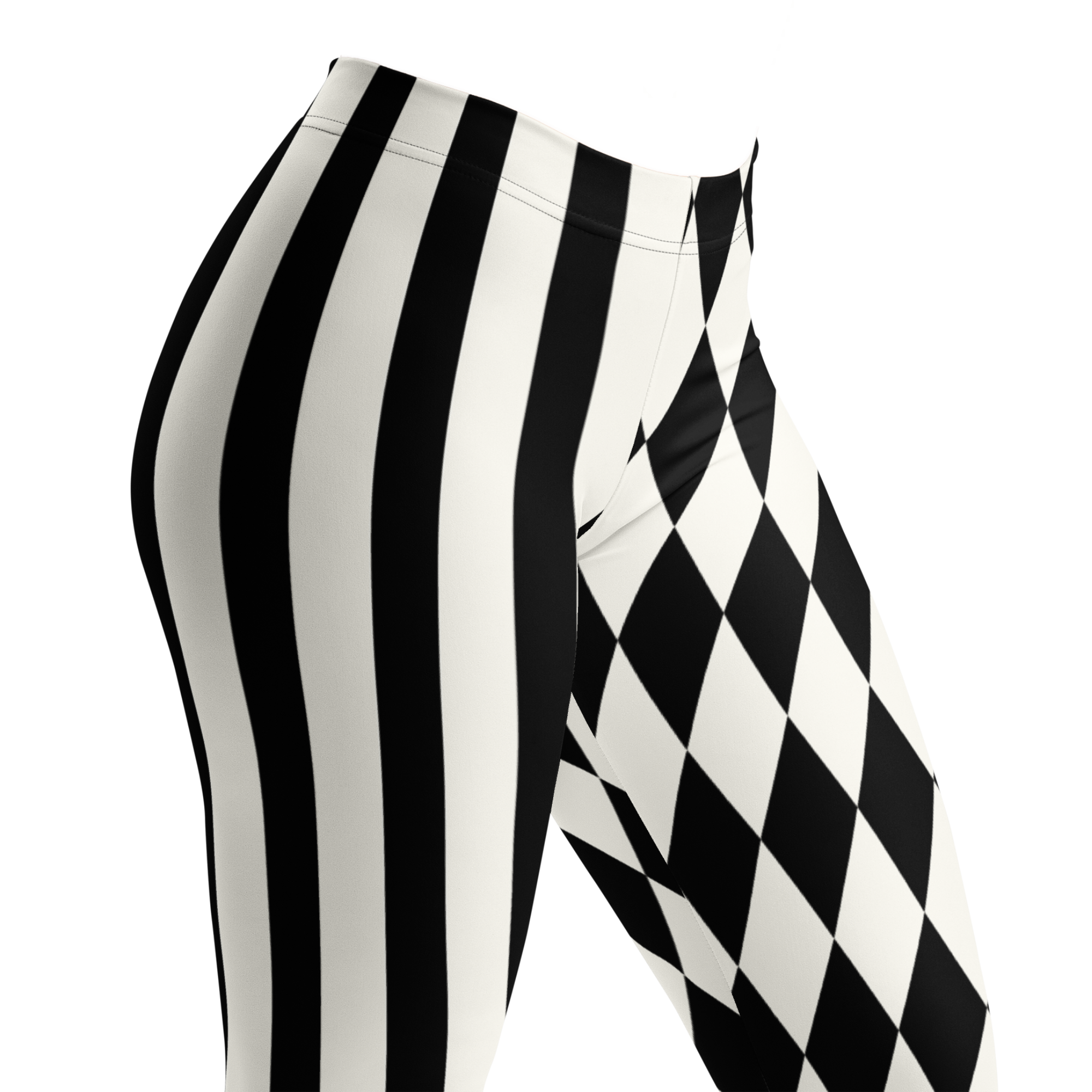 HARLEQUIN JESTER Leggings - BLACK AND WHITE