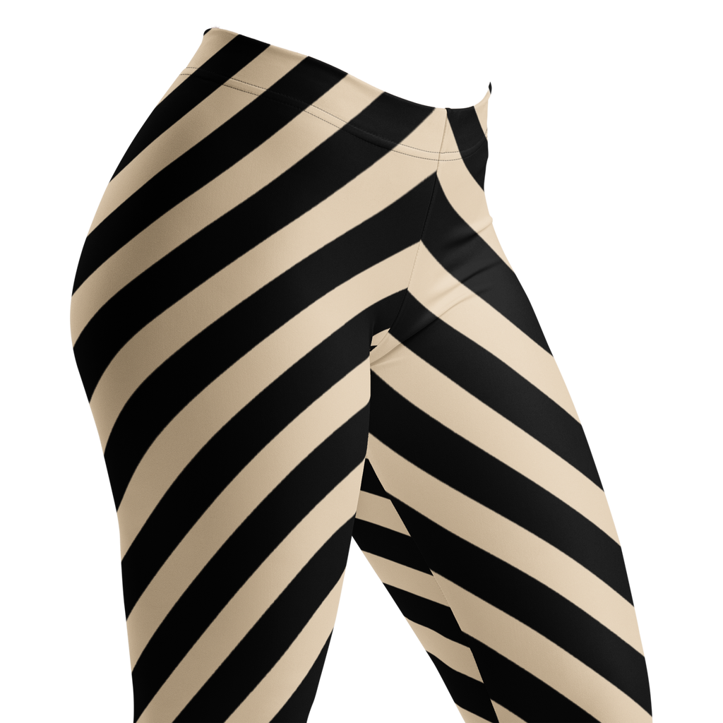 POST PUNK STRIPE Leggings - BEIGE X BLACK