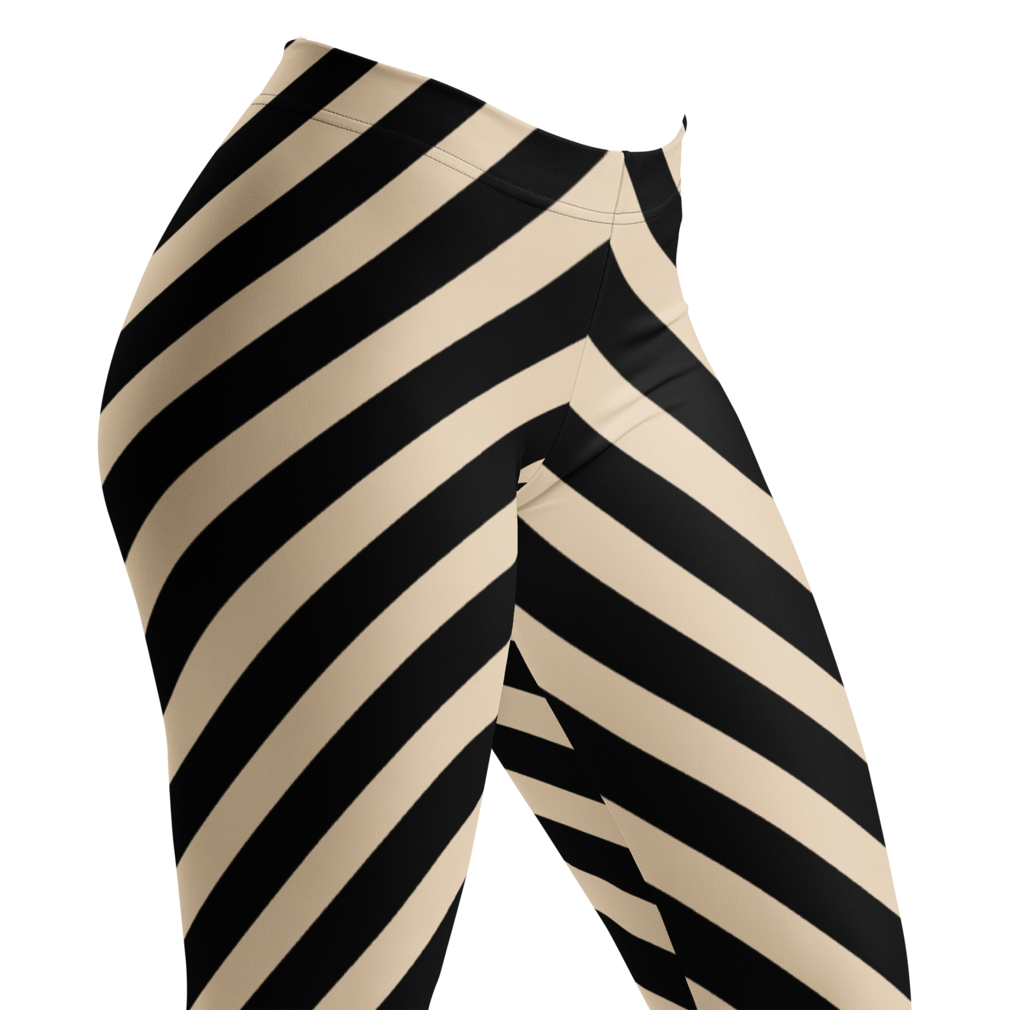 POST PUNK STRIPE Leggings - BEIGE X BLACK