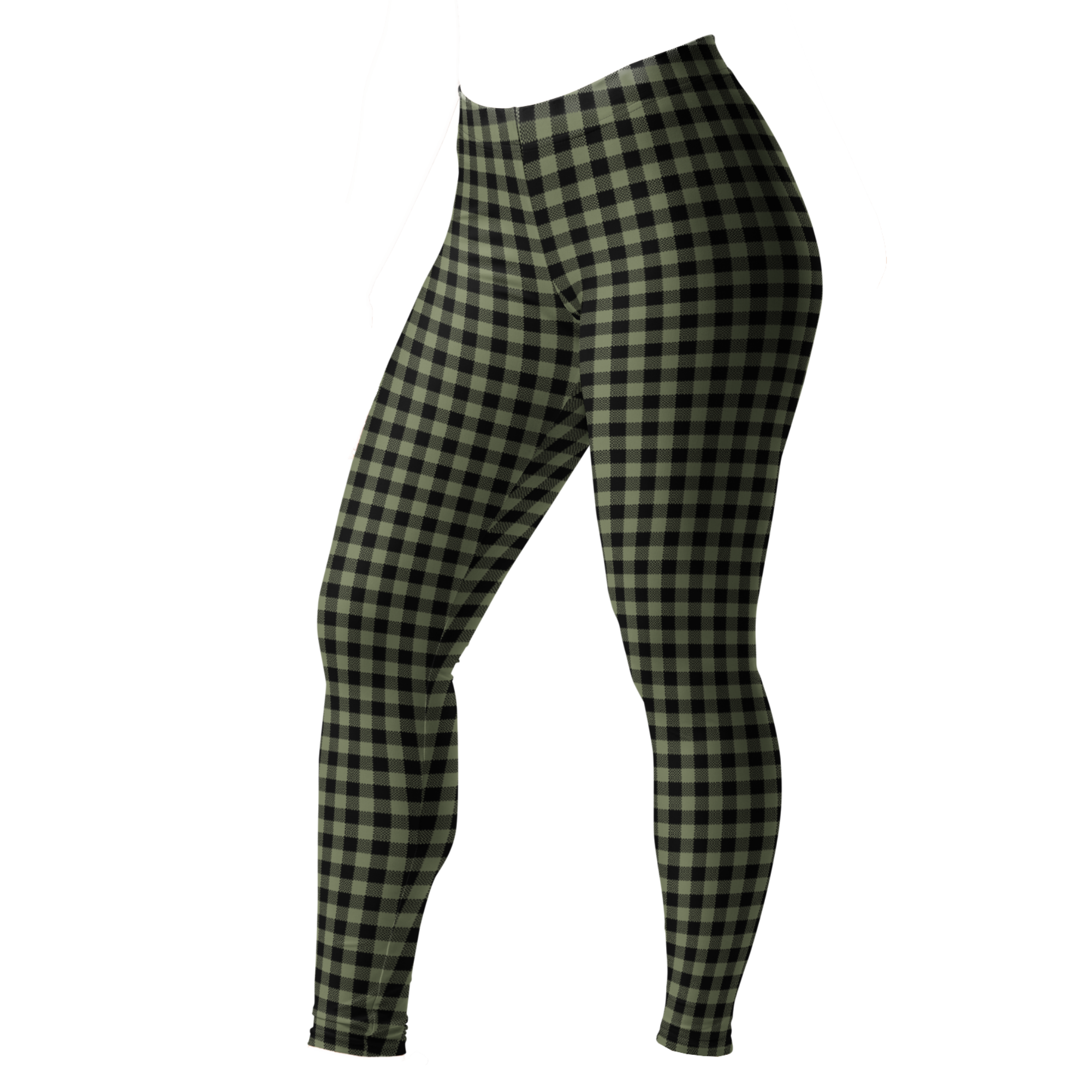 GINGHAM LOVER Leggings - MOSS GREEN