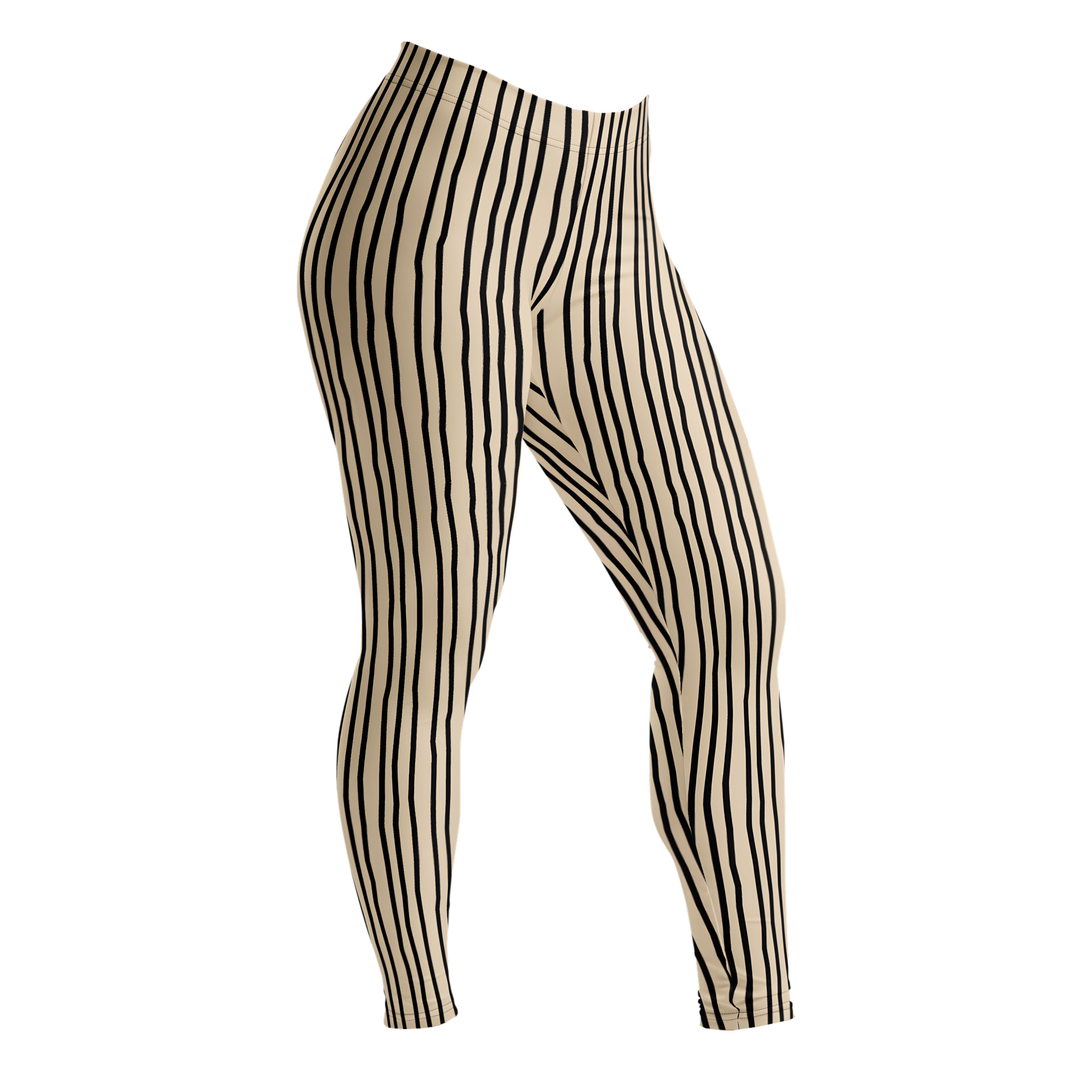 Leggings à rayures Doodle - Noir + Beige