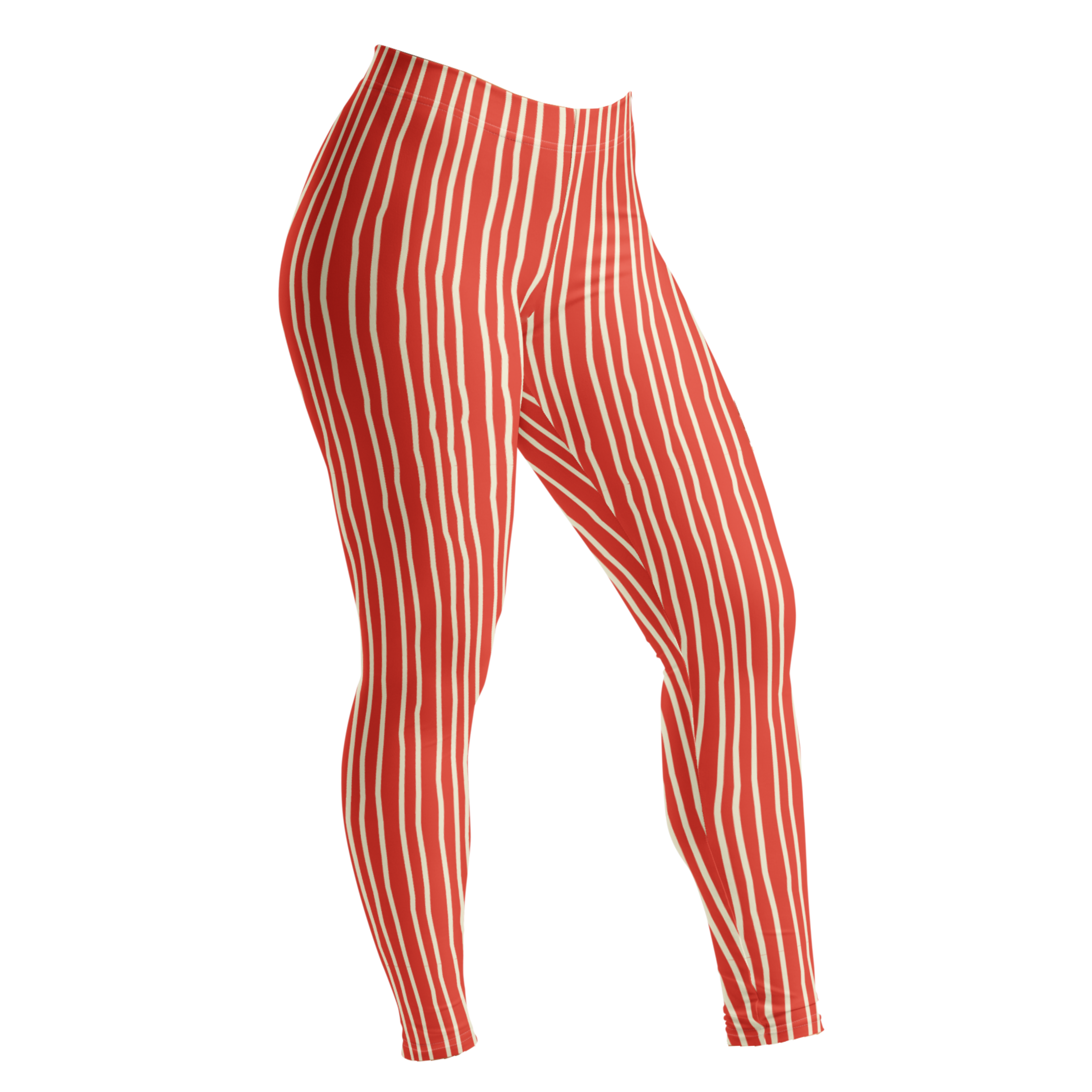 Leggings à rayures DOODLE - ROUGE + CRÈME
