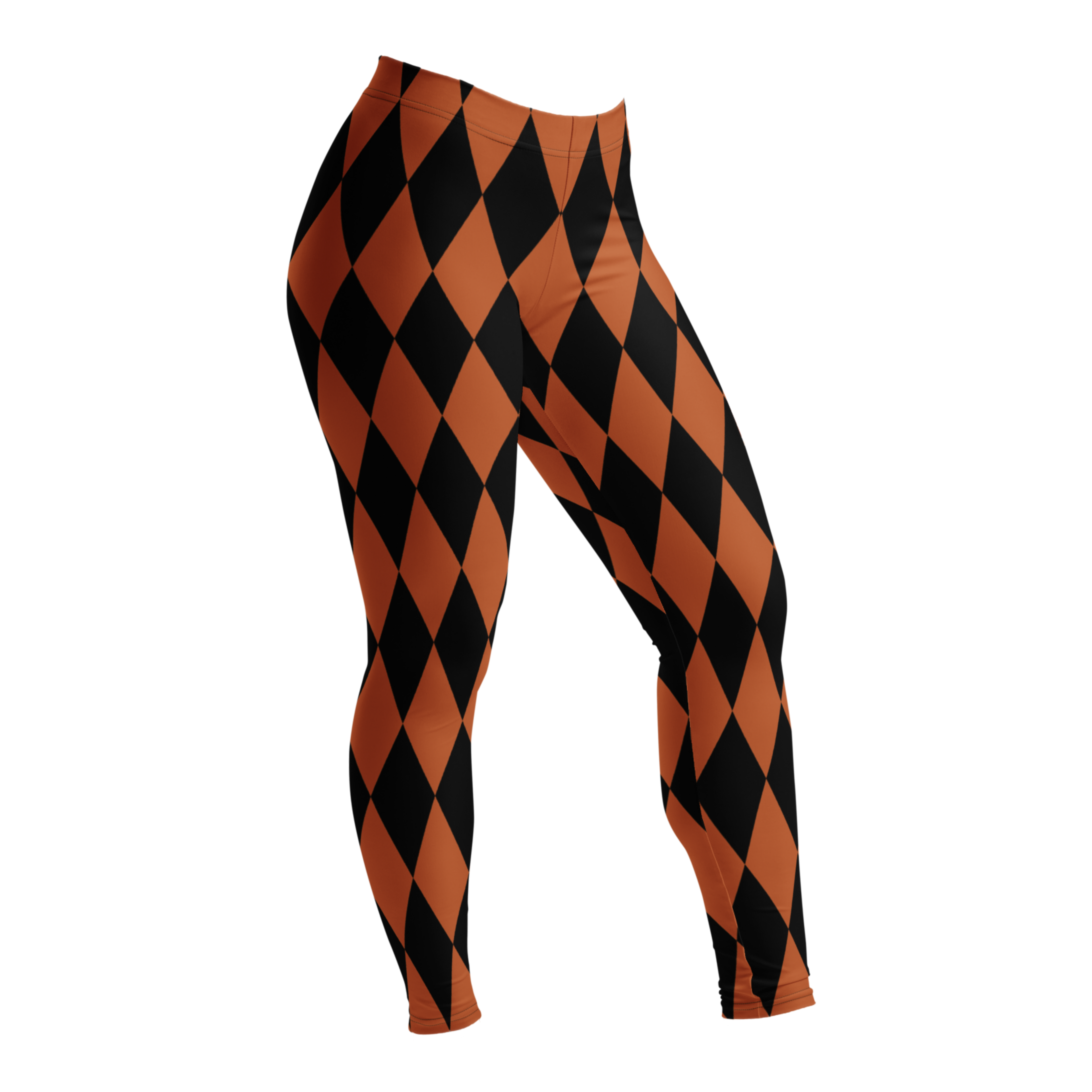 HARLEQUIN DIAMOND Leggings - BURNT ORANGE