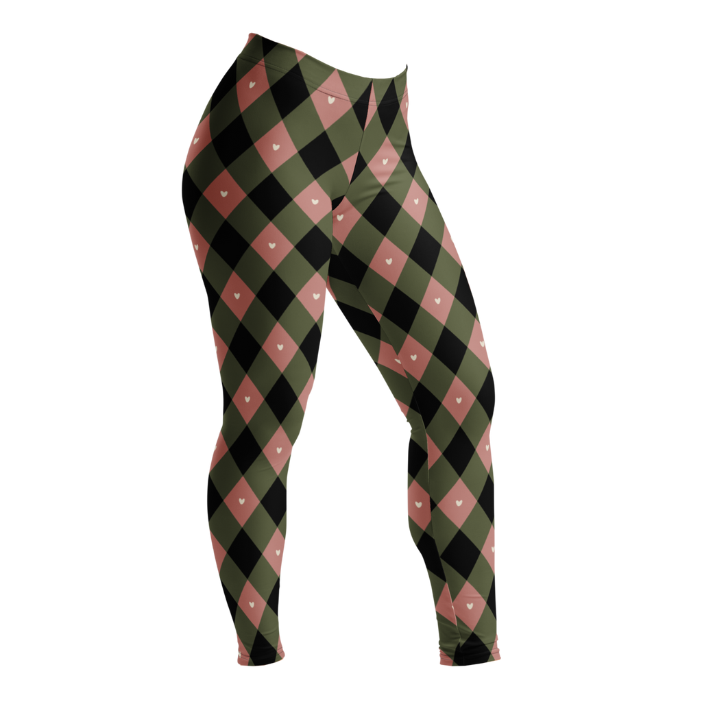 Leggings QUEEN OF HEARTS - Olive + Mauve