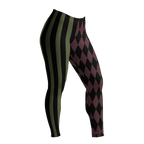 HARLEQUIN JESTER Leggings - OLIVE + OXBLOOD