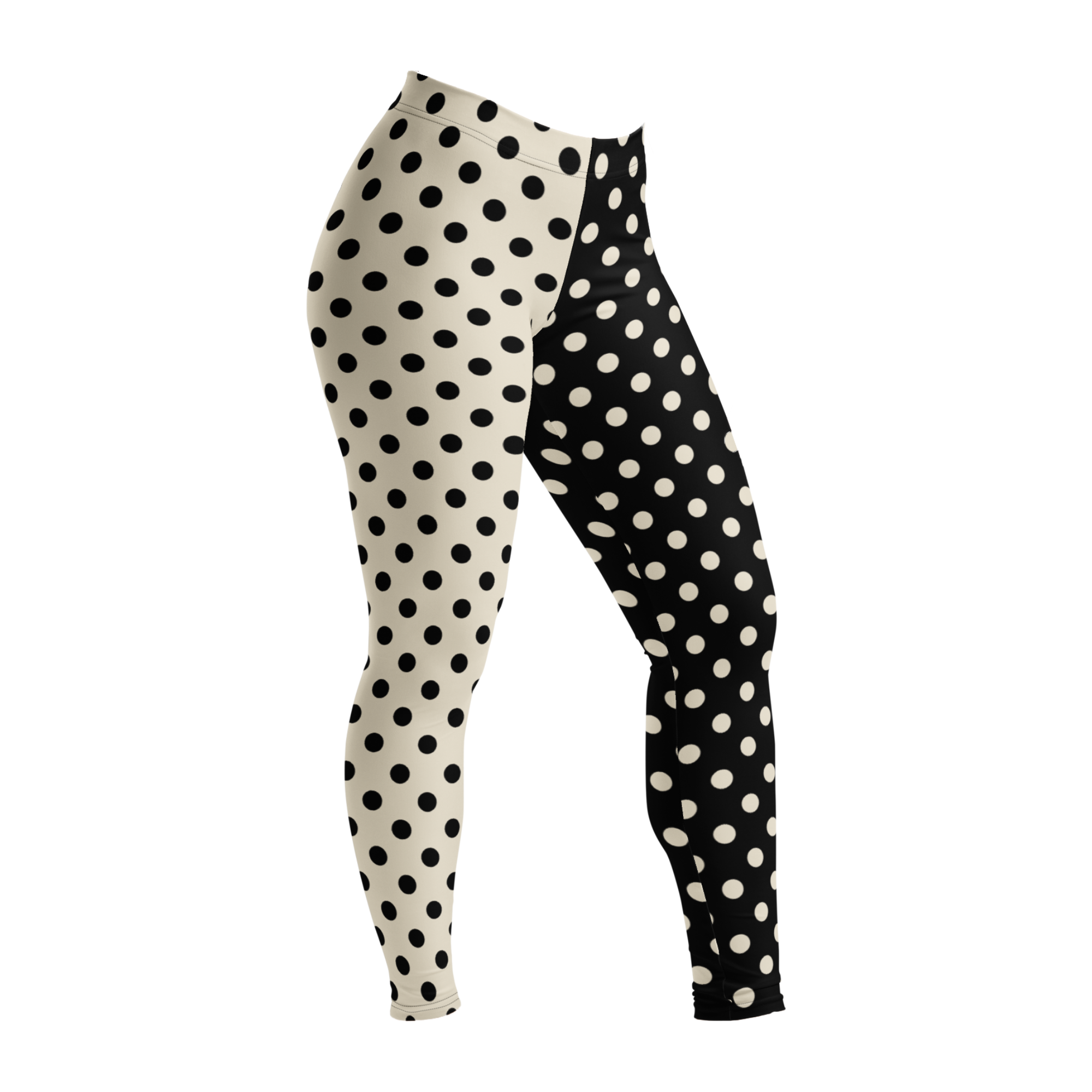CLOWN POLKA DOT Leggings - BLACK AND VINTAGE WHITE