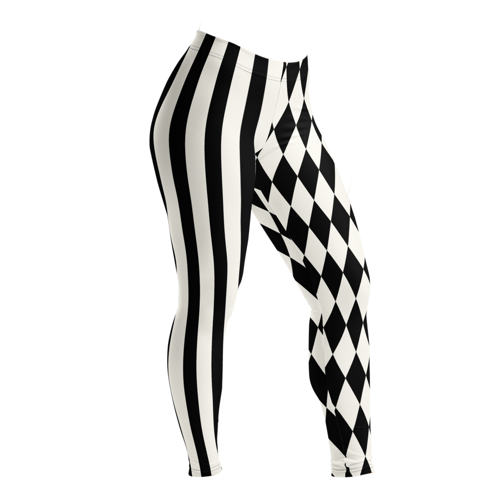 HARLEQUIN JESTER Leggings - BLACK AND WHITE