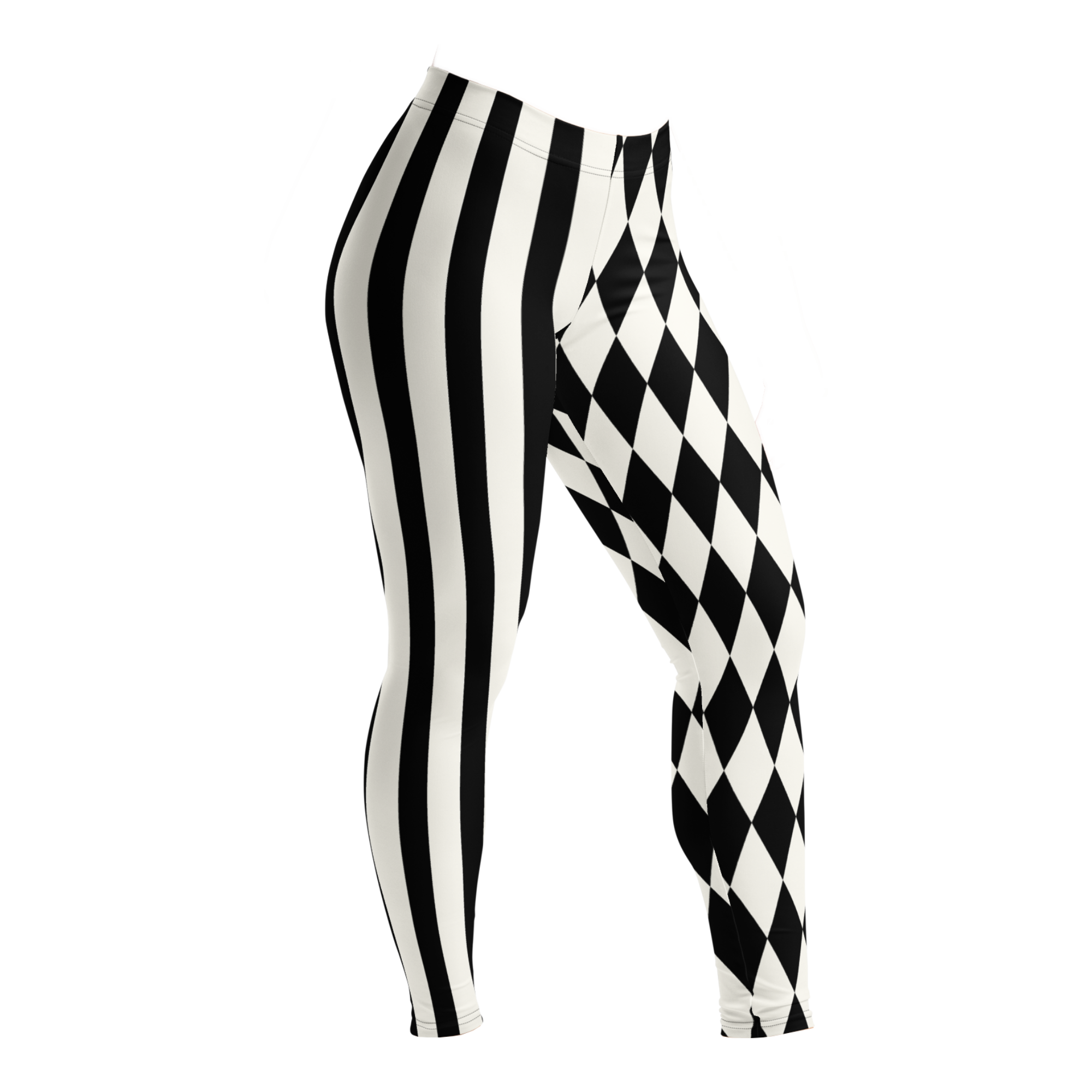 HARLEQUIN JESTER Leggings - BLACK AND WHITE