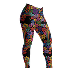 RAINBOW RETRO BLOOM - 60s Floral Print Leggings