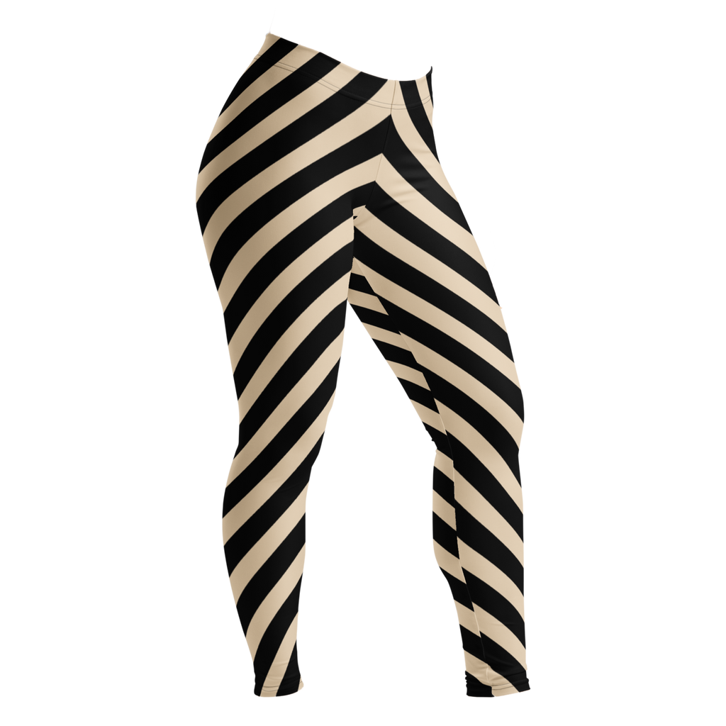 POST PUNK STRIPE Leggings - BEIGE X BLACK