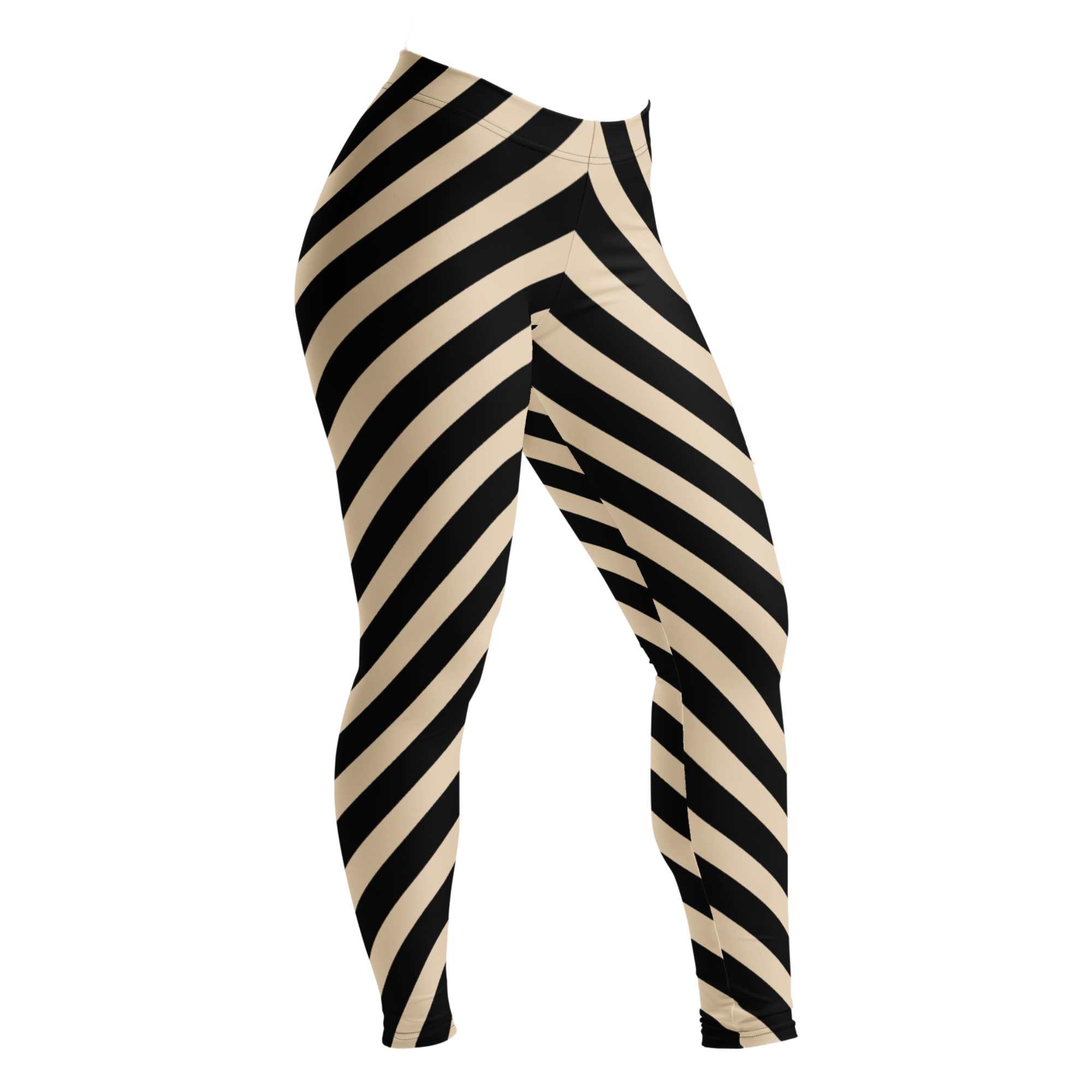 POST PUNK STRIPE Leggings - BEIGE X BLACK