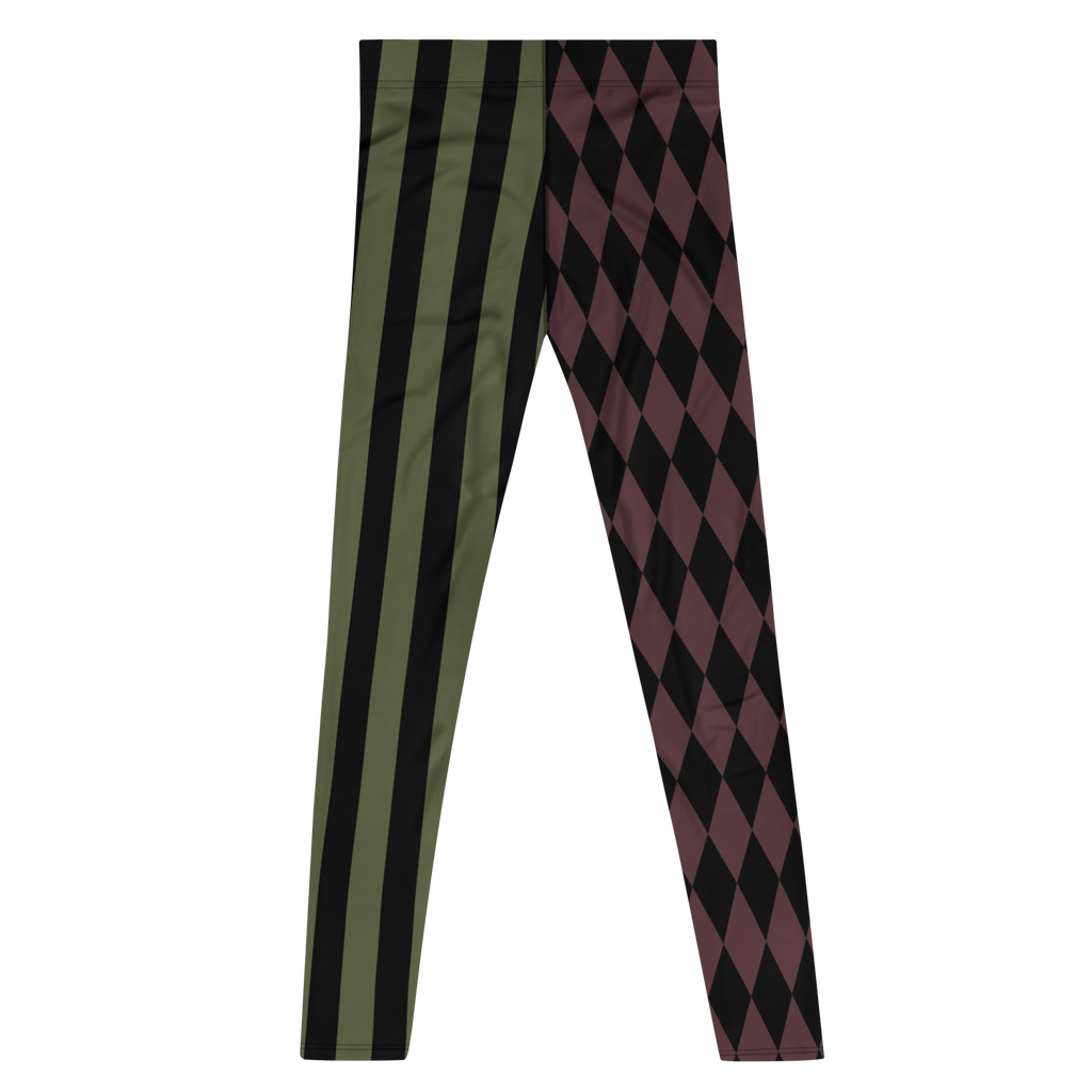 HARLEQUIN JESTER MENS Leggings - OLIVE & OXBLOOD