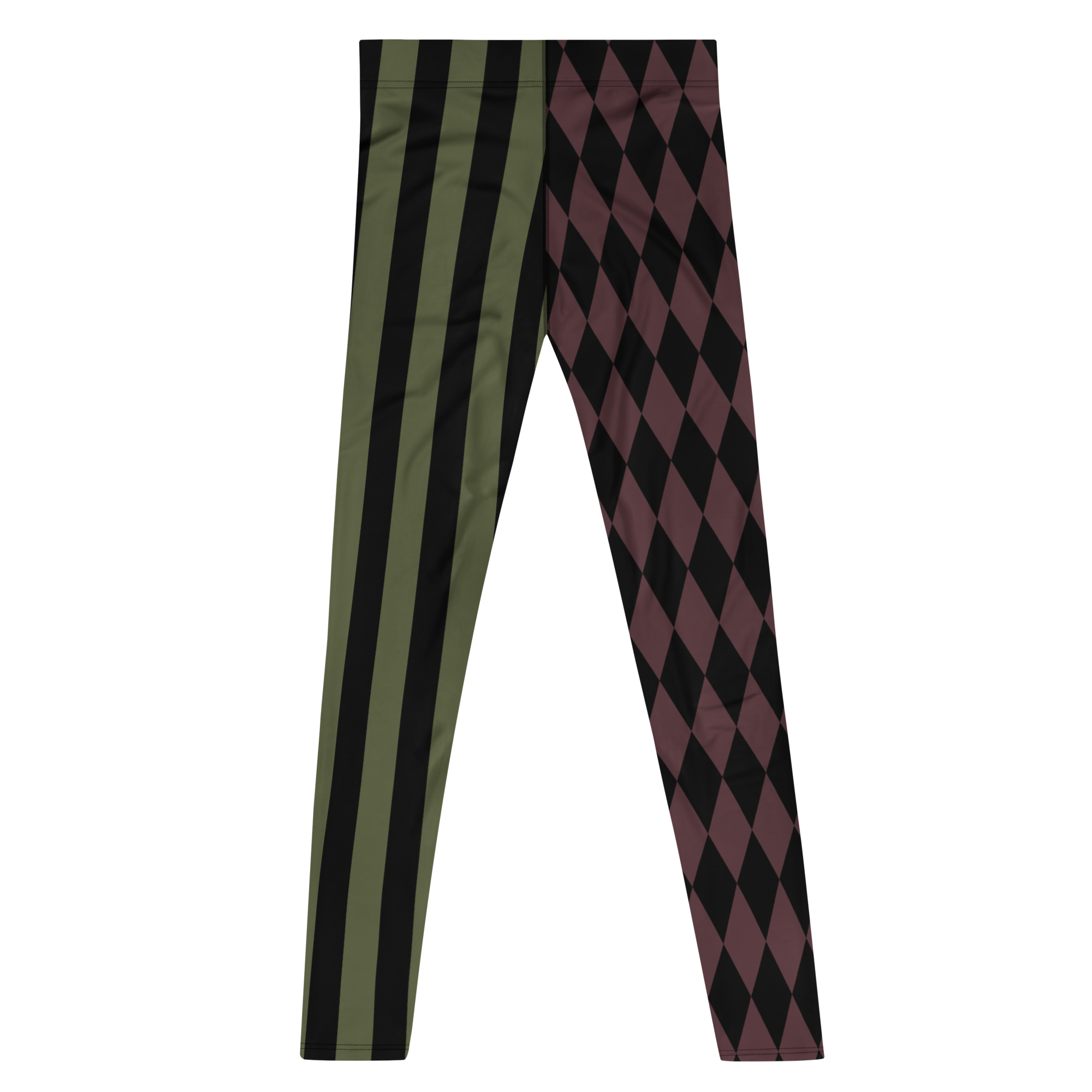 HARLEQUIN JESTER MENS Leggings - OLIVE & OXBLOOD