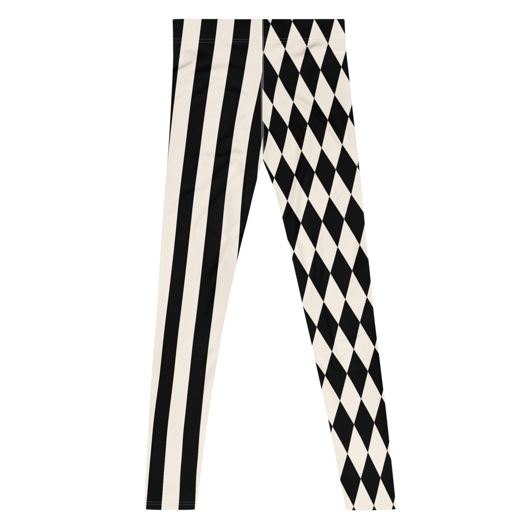 HARLEQUIN JESTER MENS Leggings - BLACK & WHITE