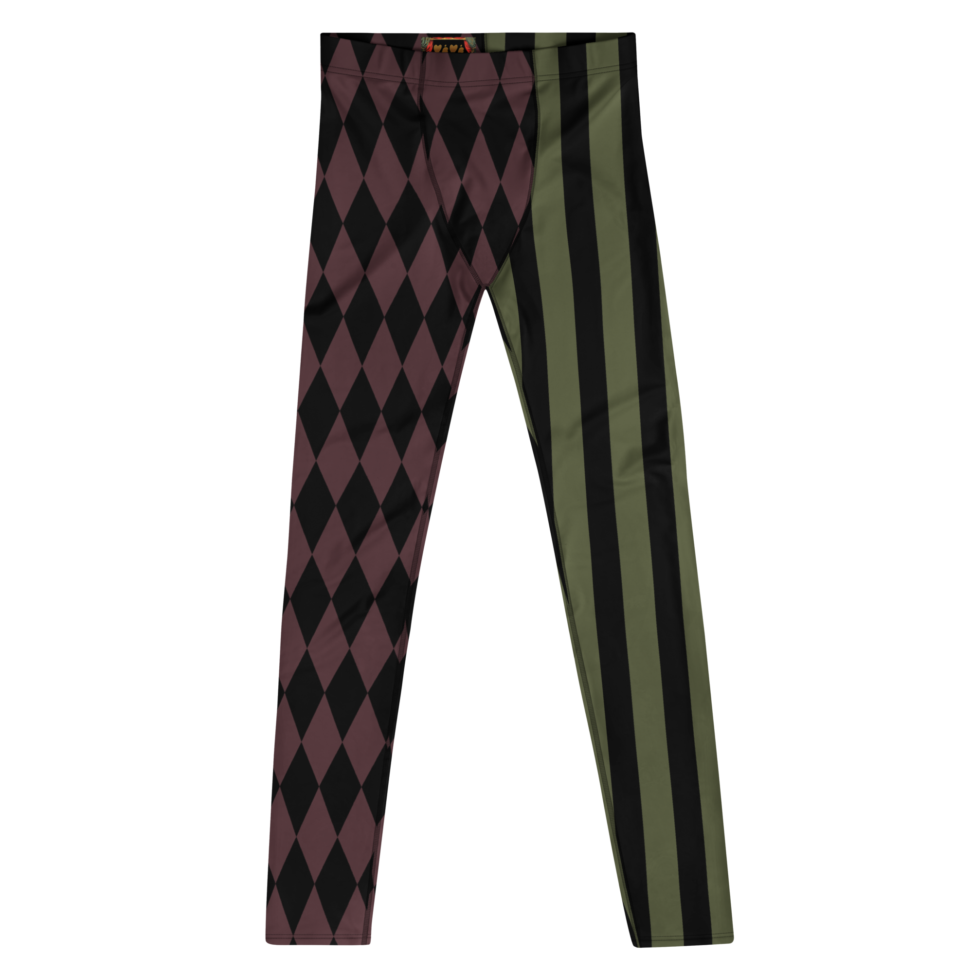HARLEQUIN JESTER MENS Leggings - OLIVE & OXBLOOD