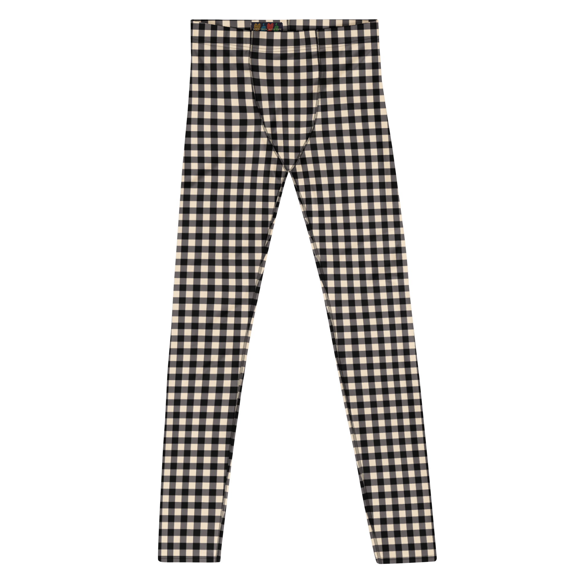 Leggings homme à carreaux vichy - Noir et beige 