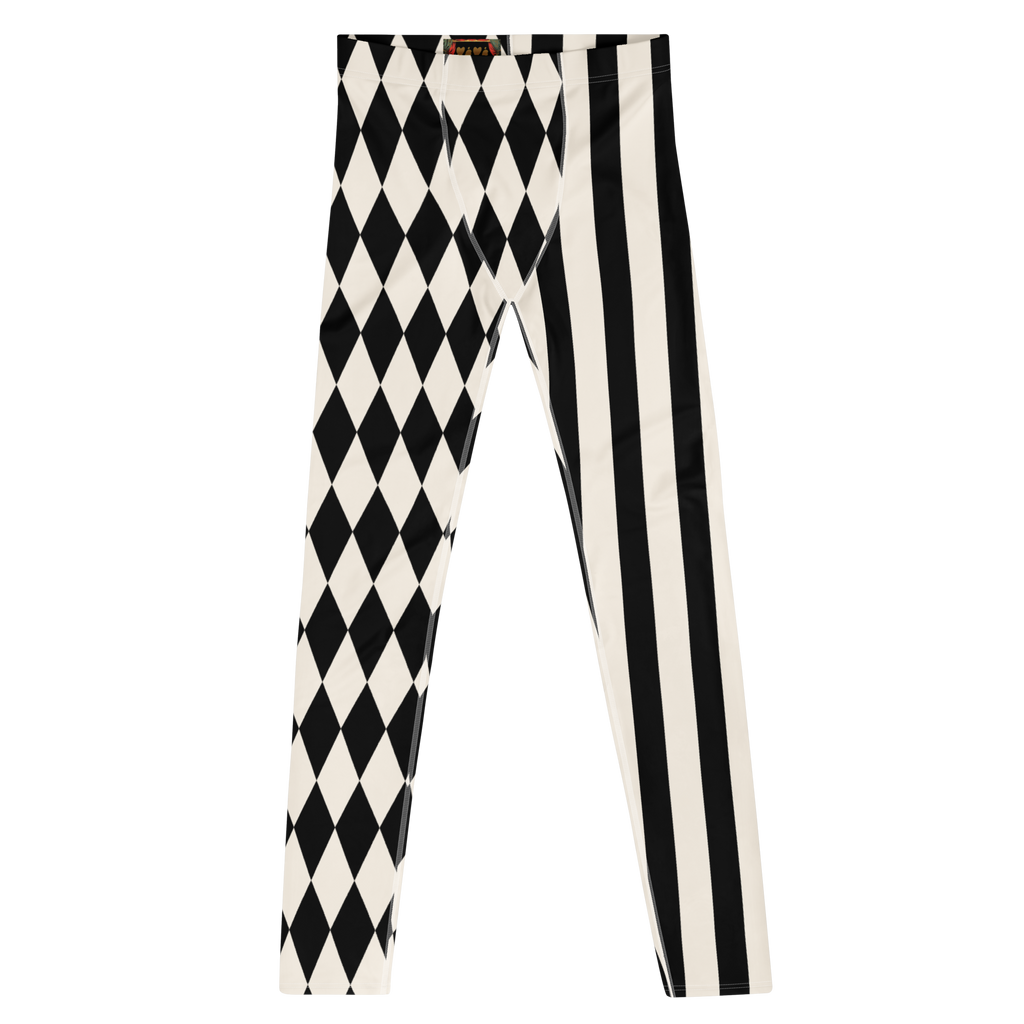 HARLEQUIN JESTER MENS Leggings - BLACK & WHITE