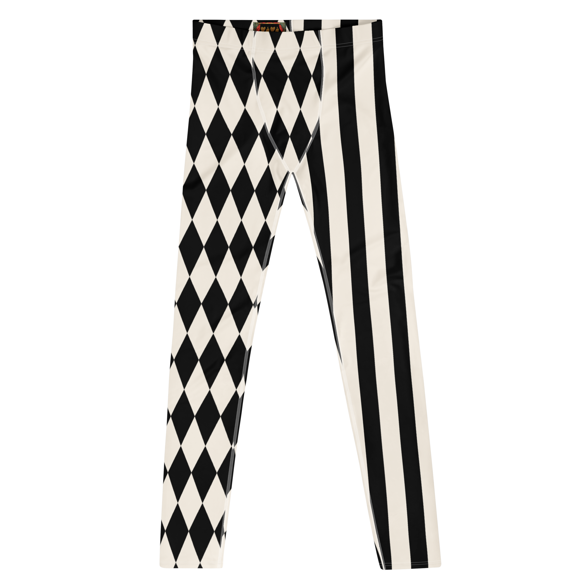 HARLEQUIN JESTER MENS Leggings - BLACK & WHITE