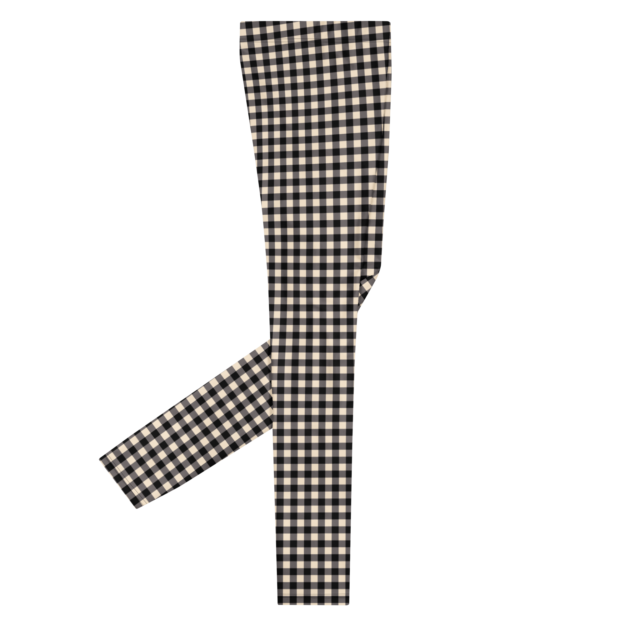 Leggings homme à carreaux vichy - Noir et beige 