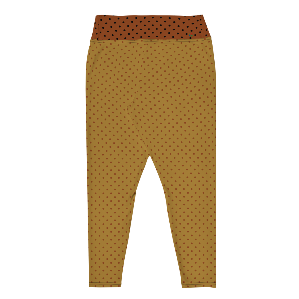 Leggings grande taille à pois moutarde et marron