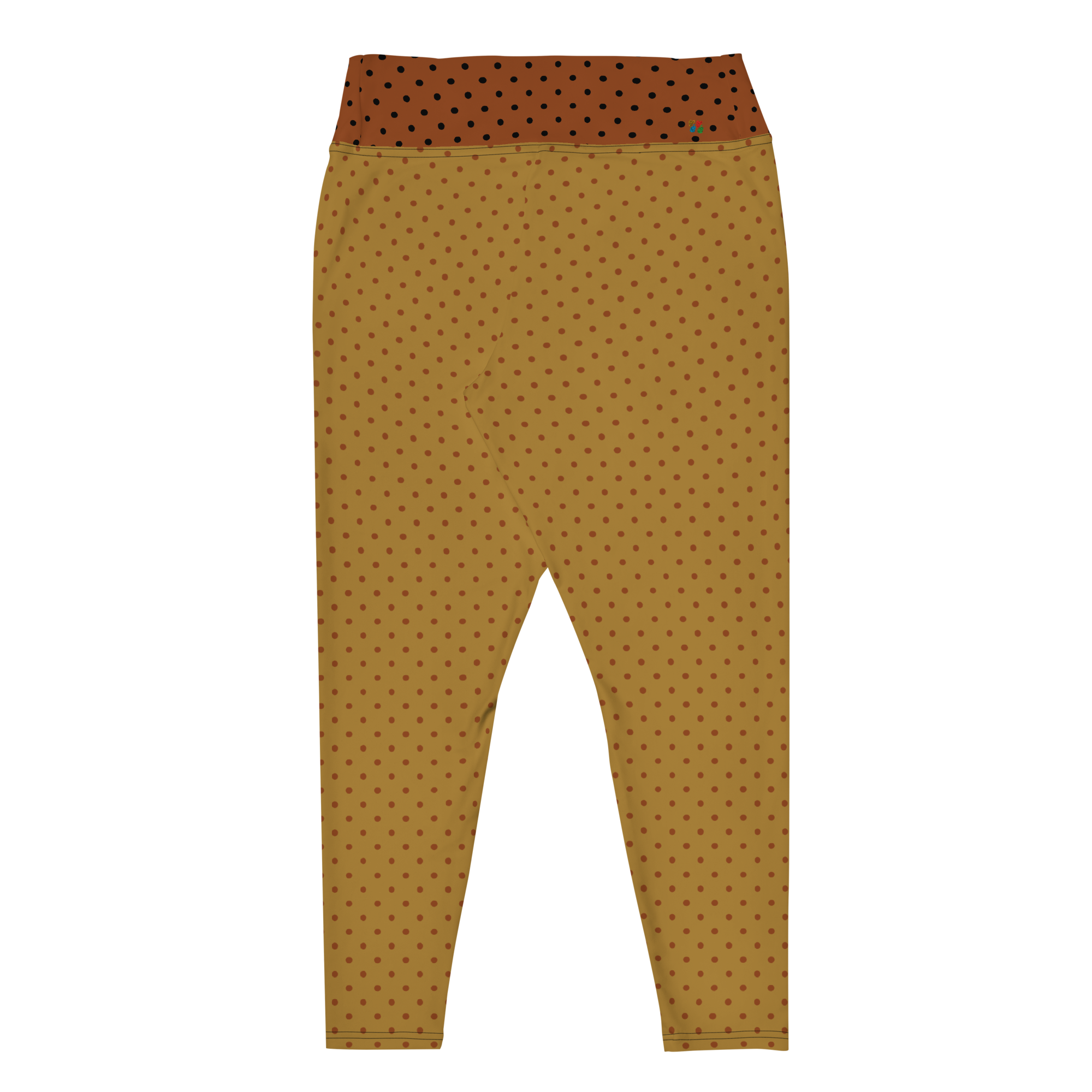 Leggings grande taille à pois moutarde et marron