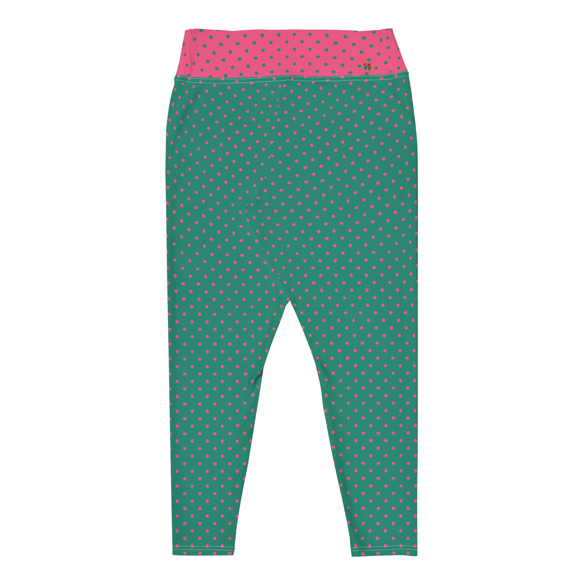 Leggings grande taille à pois verts et roses