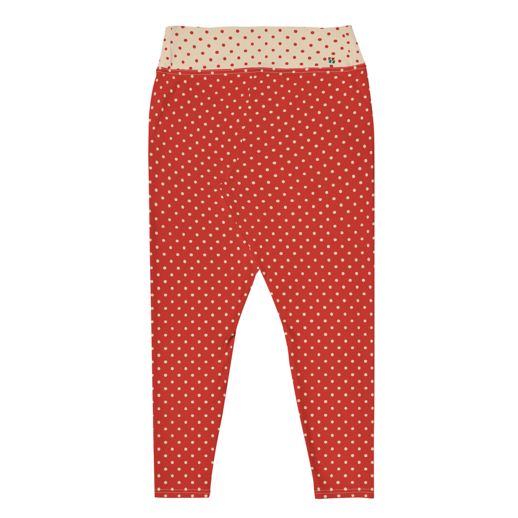 Gepunktete Leggings in Rot und Creme in Übergröße