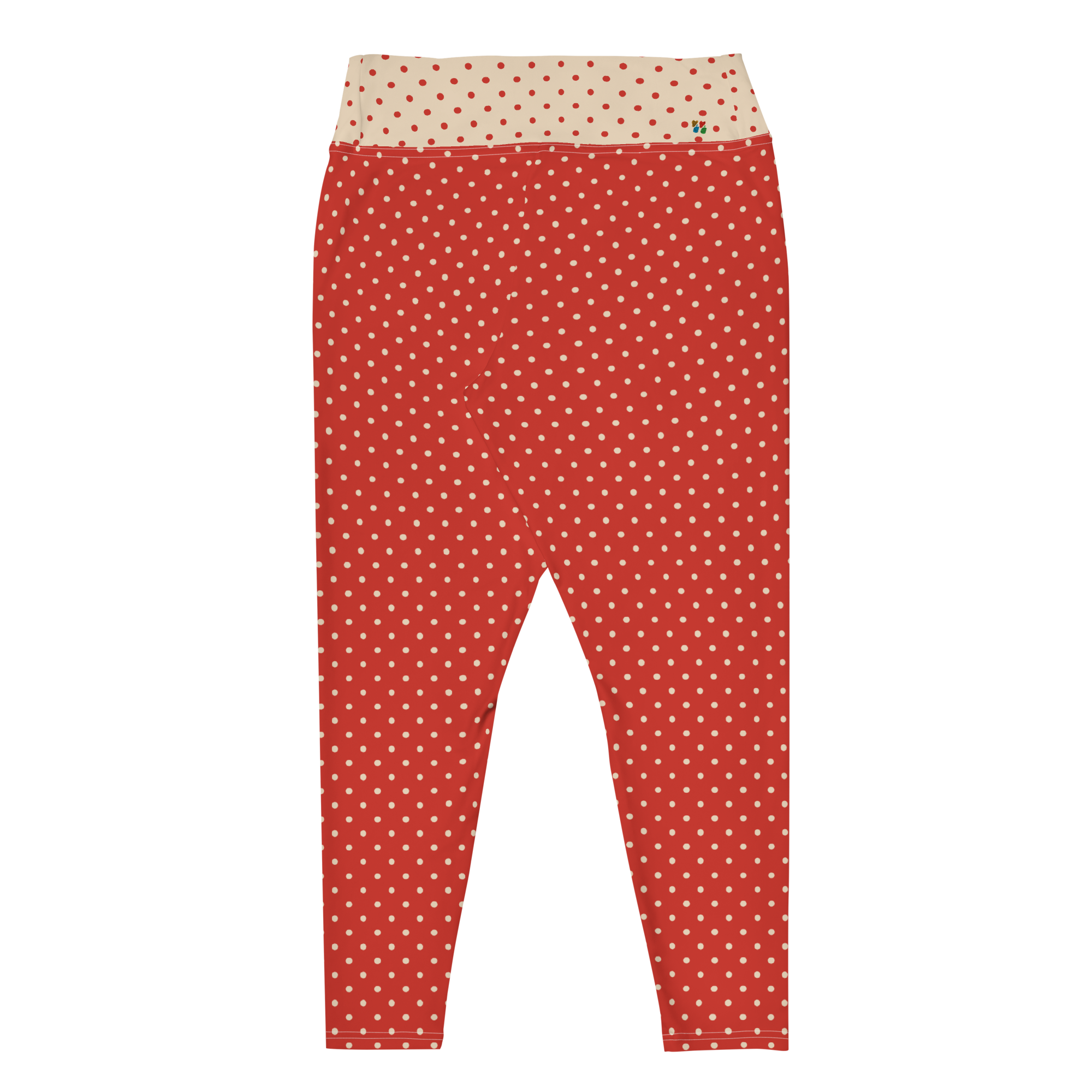 Leggings grande taille à pois rouges et crème
