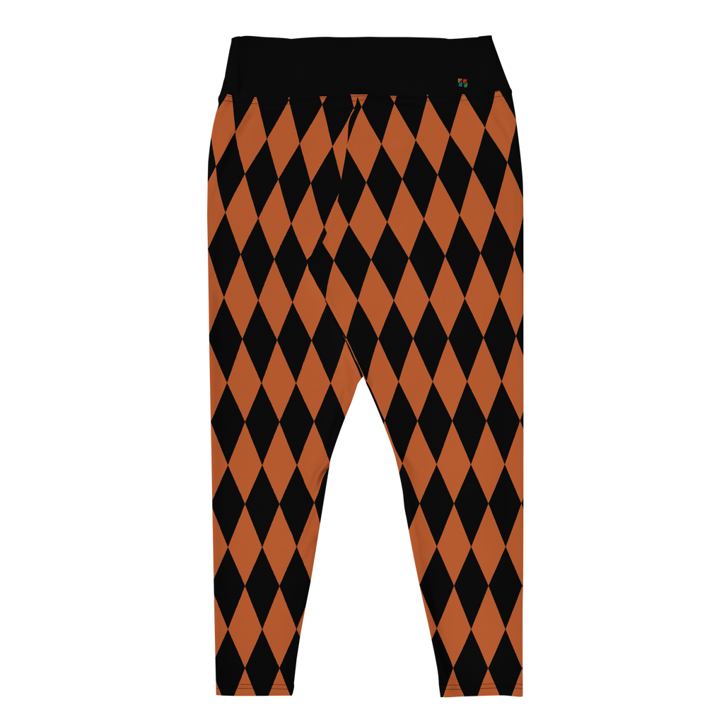 HARLEQUIN DIAMOND Plus Size Leggings - BURNT ORANGE