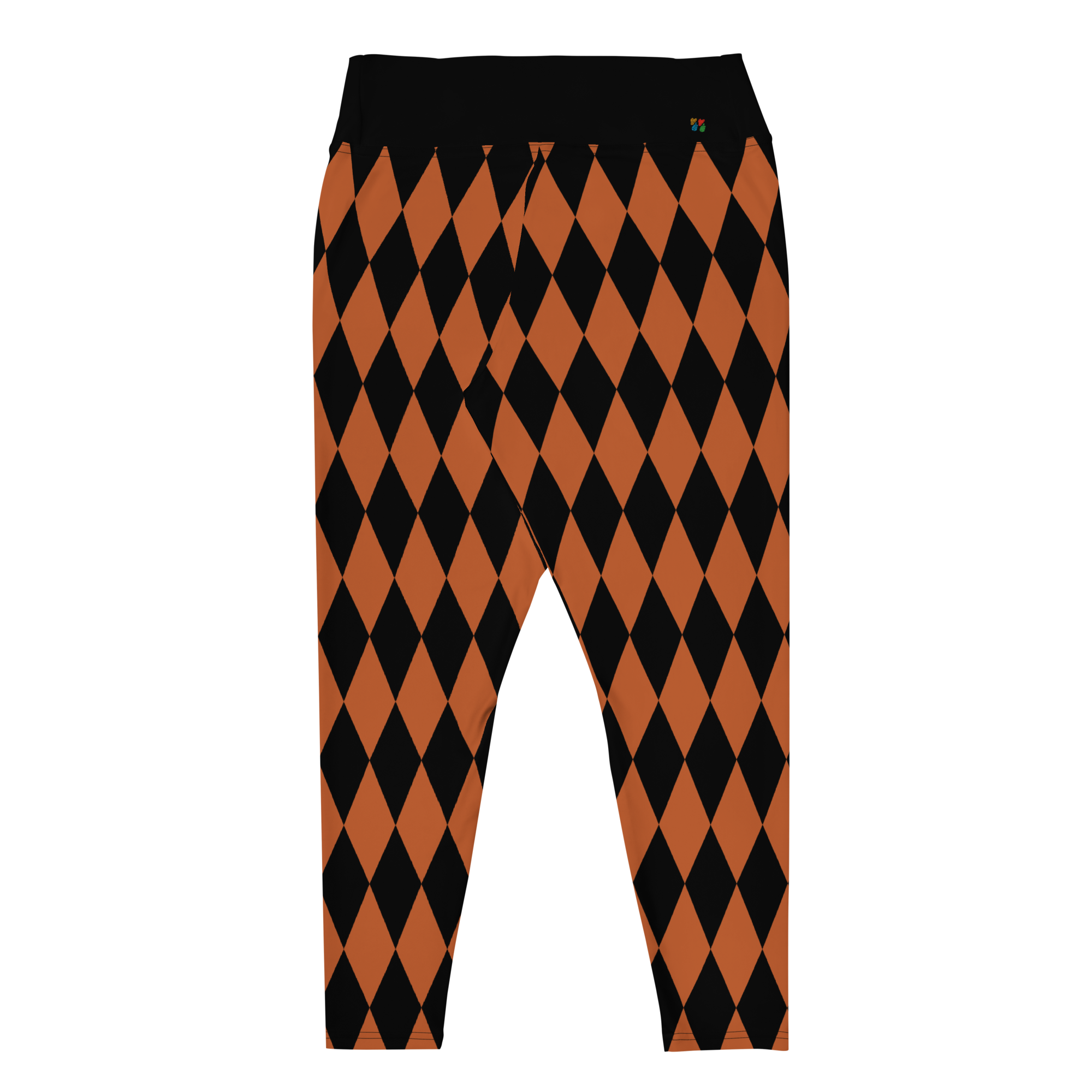 HARLEQUIN DIAMOND Plus Size Leggings - BURNT ORANGE