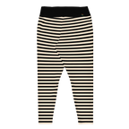 Gestreifte Leggings in Übergröße – Schwarz & Beige Weiß